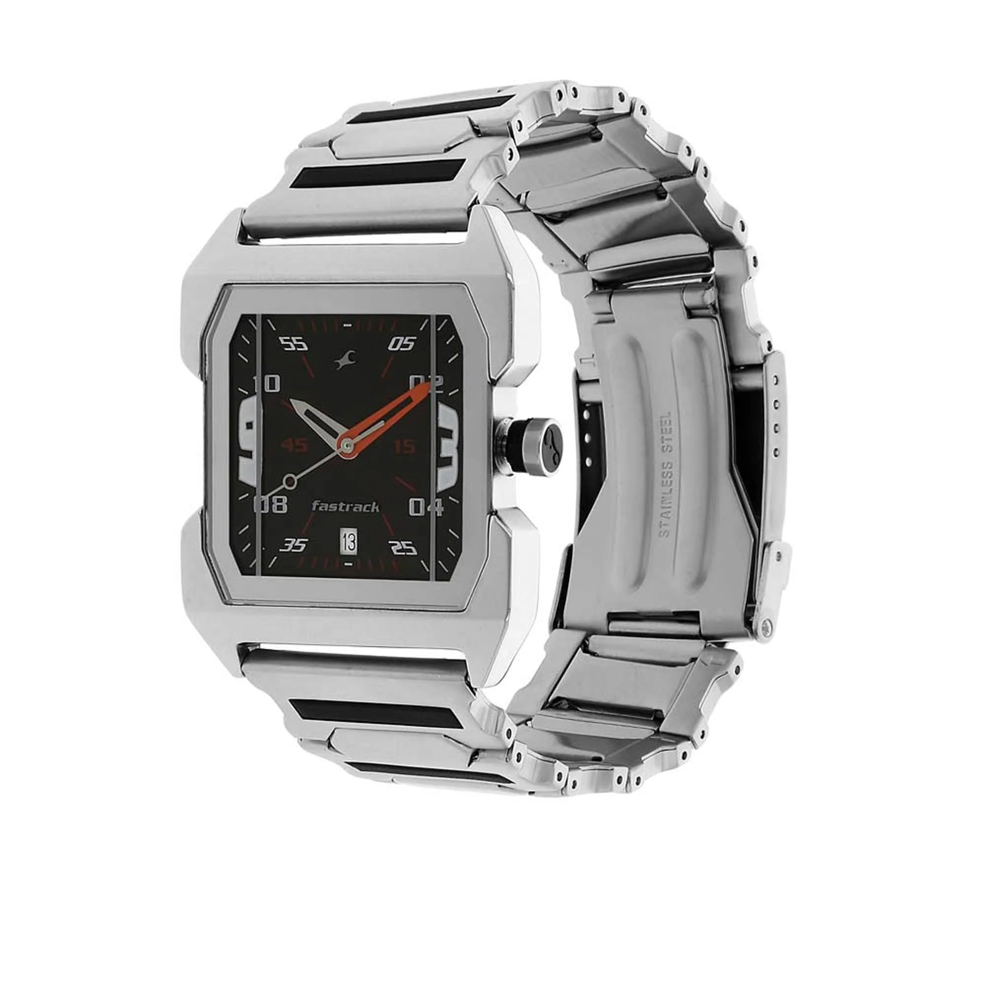 Fastrack Quartz Analog Black Dial Stainless Steel Strap Watch for Men - Image 3