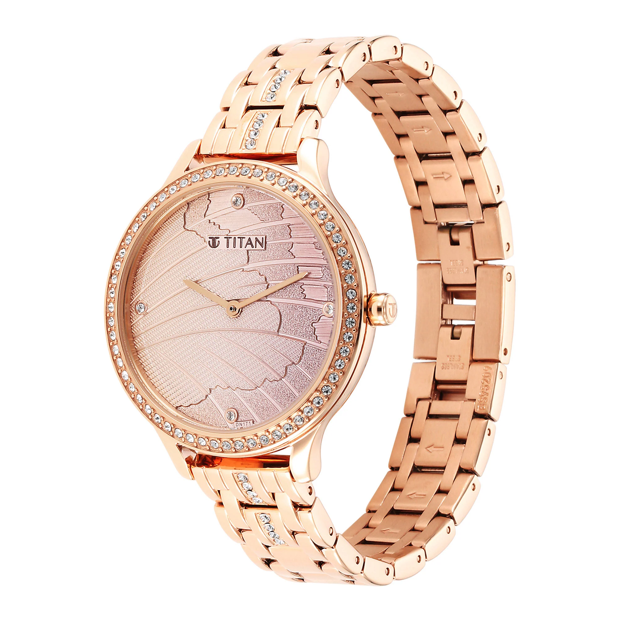 Glitz Rose Gold Dial Stainless Steel Strap Watch for Women - Image 3