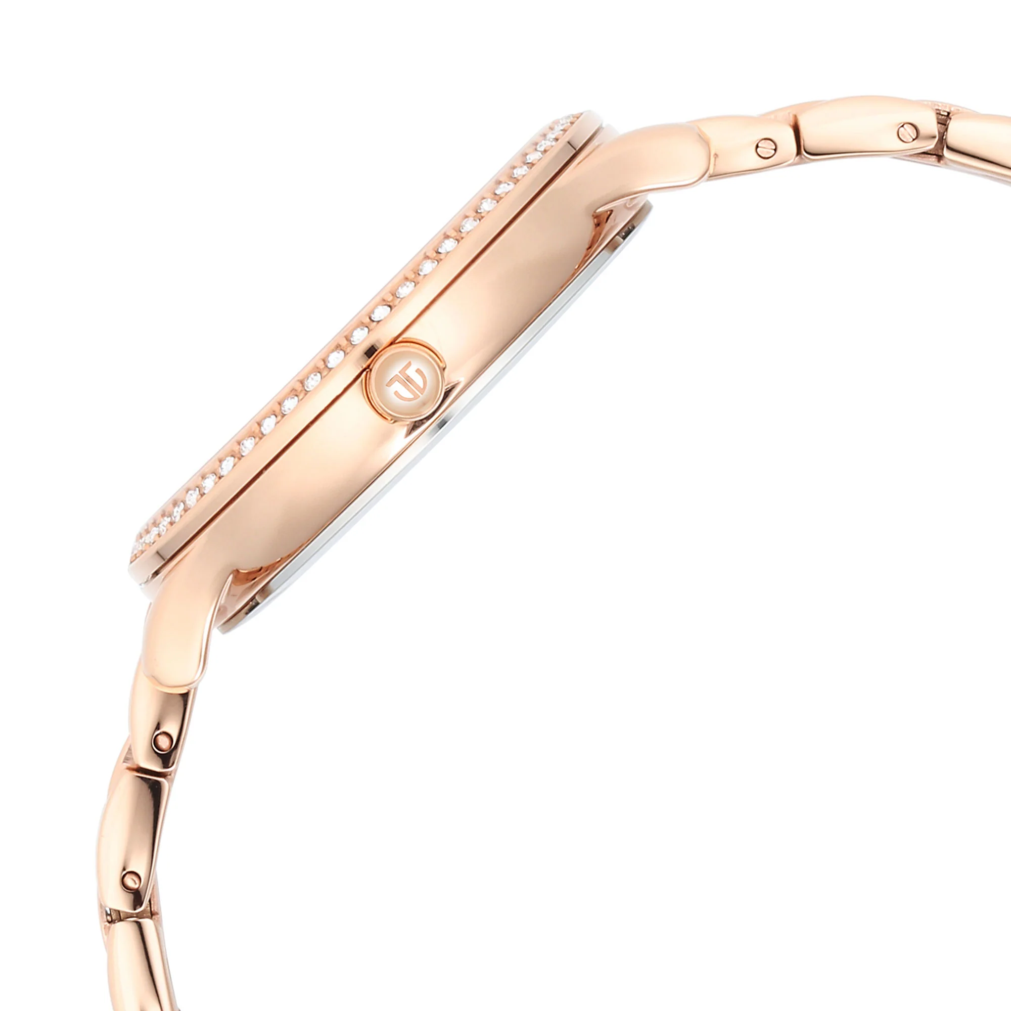 Glitz Rose Gold Dial Stainless Steel Strap Watch for Women - Image 4