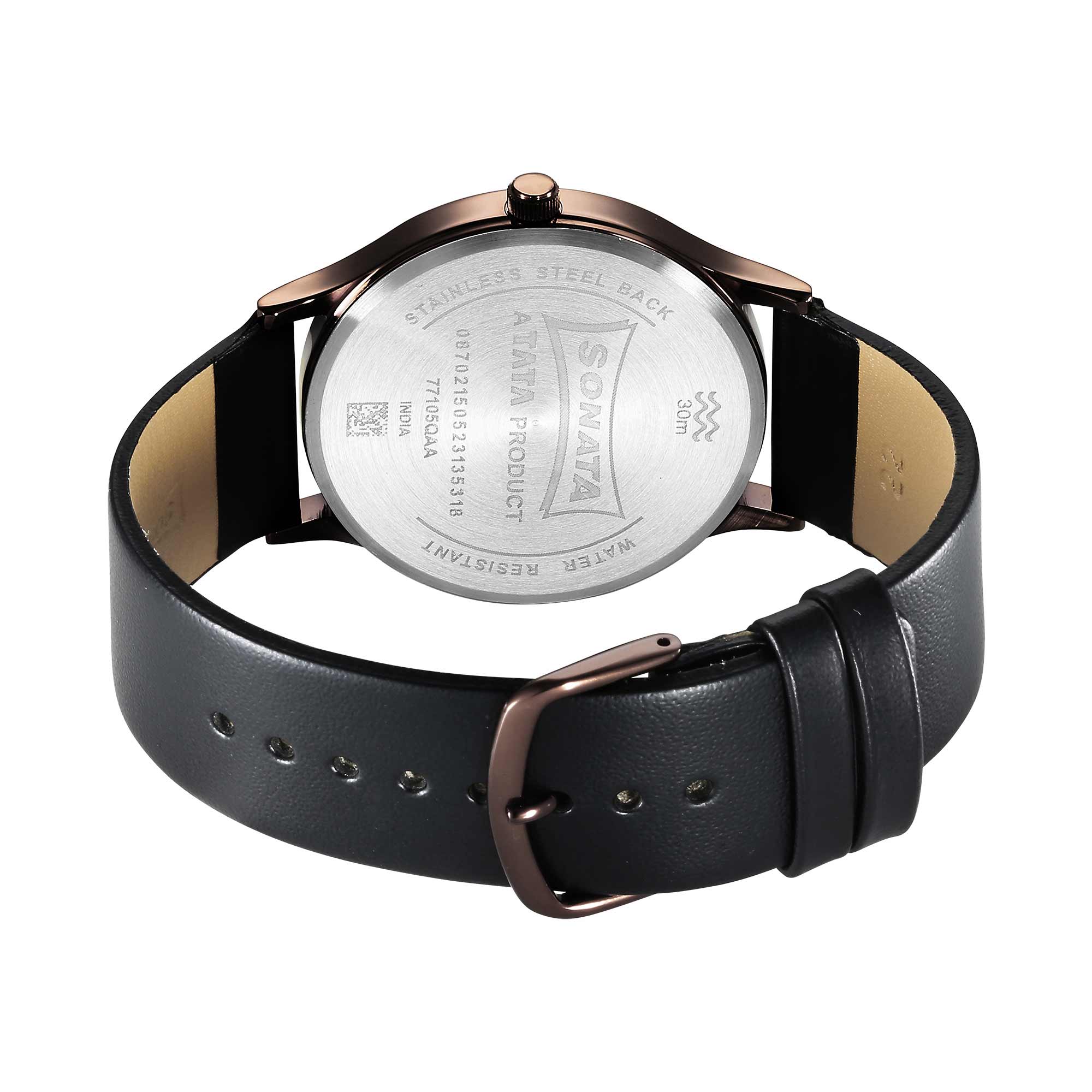 Sonata Aspire Quartz Analog Silver Dial Leather Strap Watch for Men - Image 4