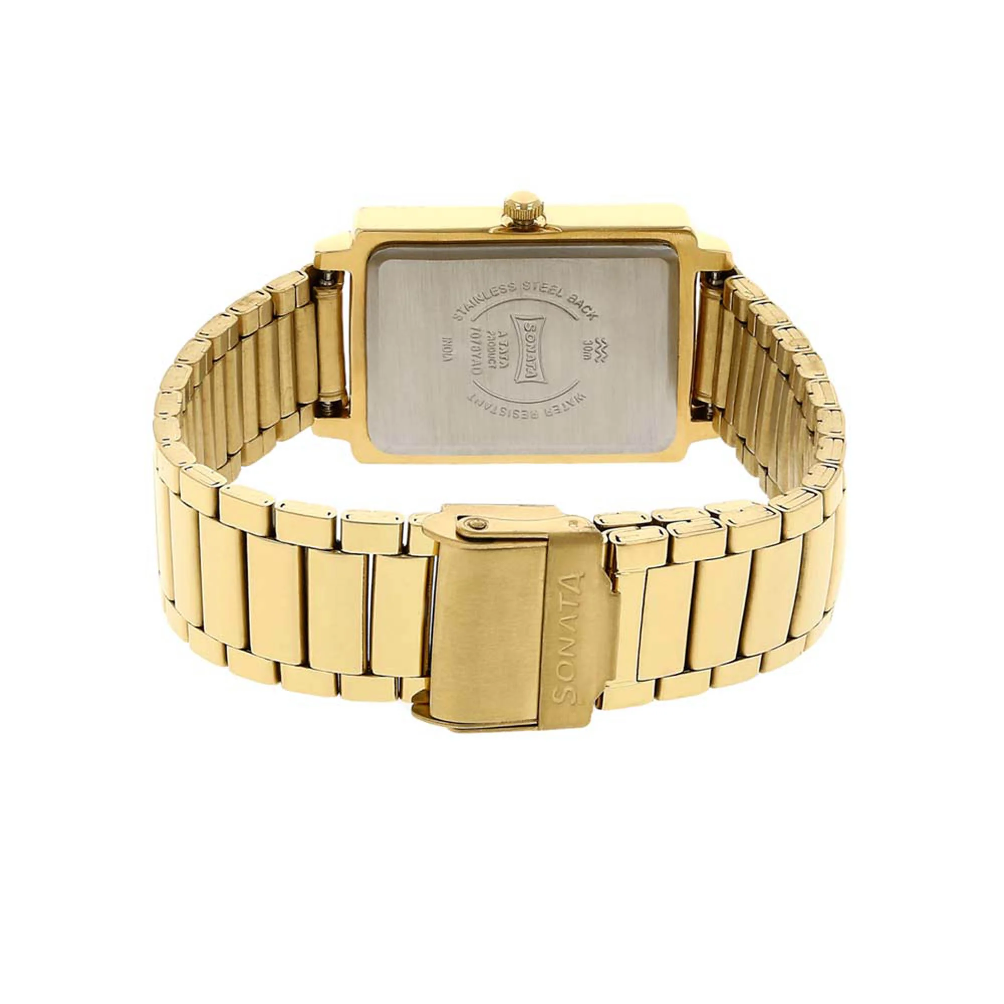 Sonata Quartz Analog Champagne Dial Stainless Steel Strap Watch for Men - Image 4
