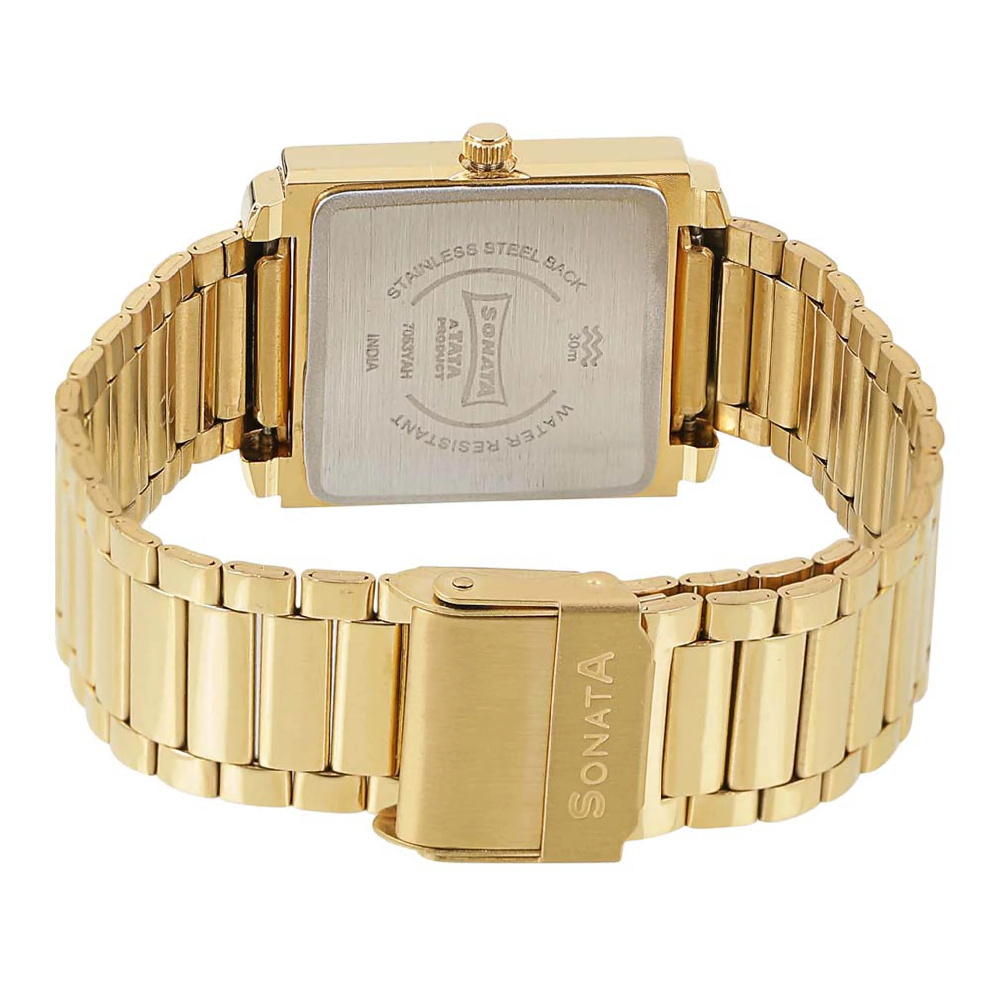 Sonata Quartz Analog Champagne Dial Metal Strap Watch for Men - Image 4