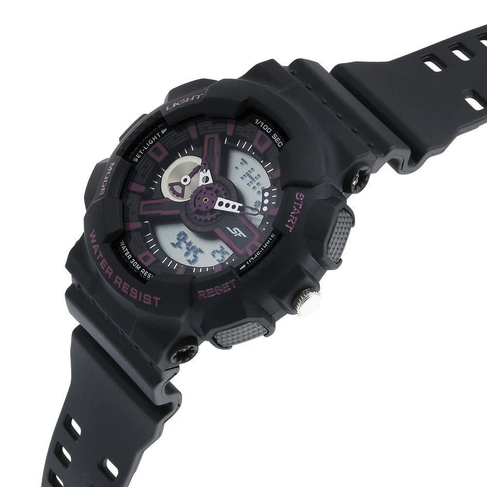 Sonata SF Dreamer Series Quartz Digital Analog Digital Black Plastic Strap for Men - Image 3