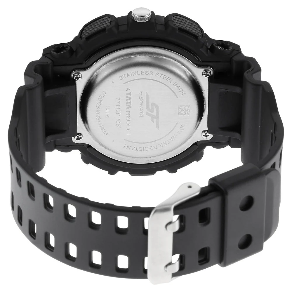 Sonata SF Dreamer Series Quartz Digital Analog Digital Black Plastic Strap for Men - Image 4