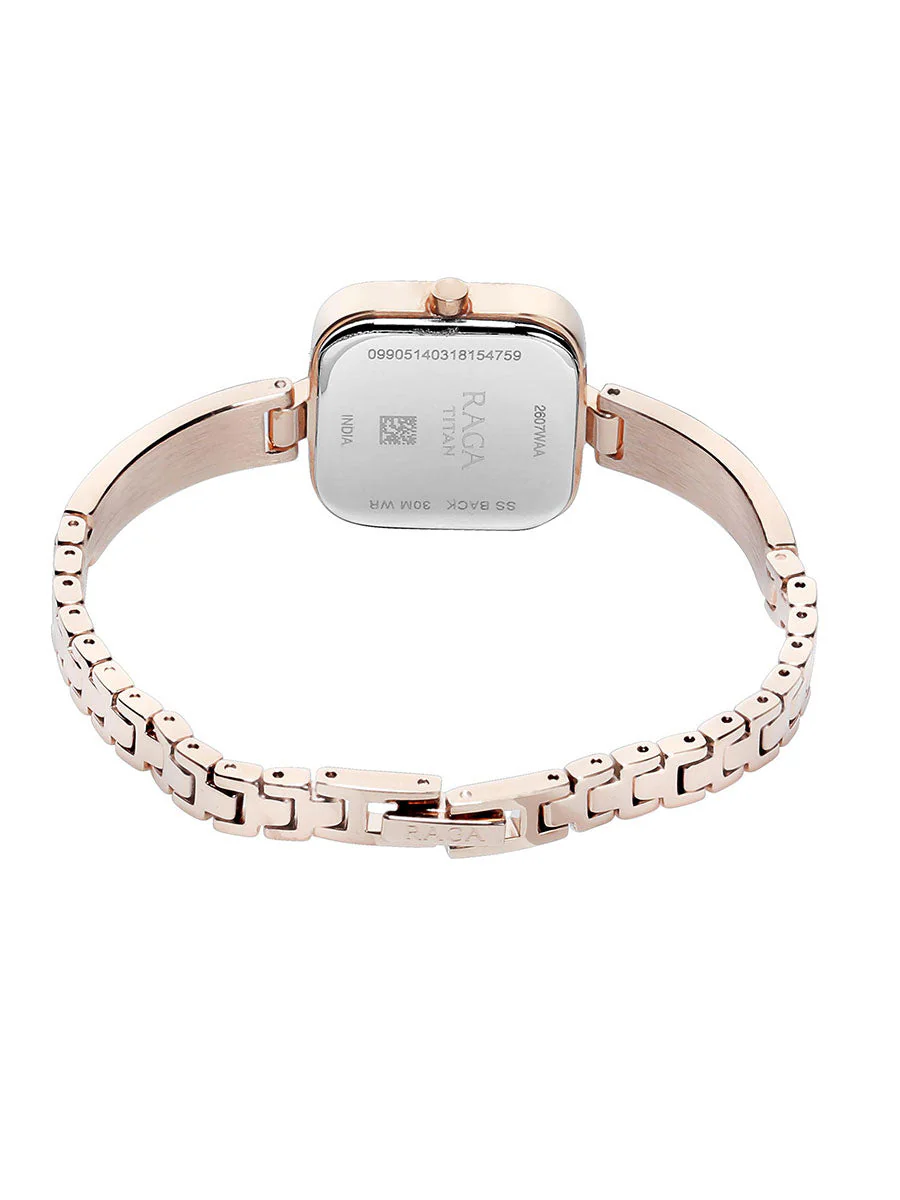 Titan Raga Viva Blue Dial With Rose Gold Metal Strap Watch 2607WM02 - Image 4