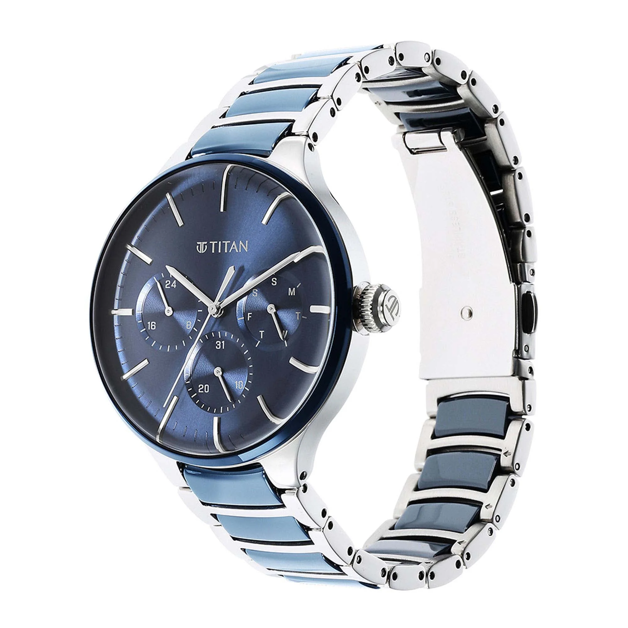Titan Ceramic Fusion Blue Dial Multi Stainless Steel Strap watch for Men - Image 3