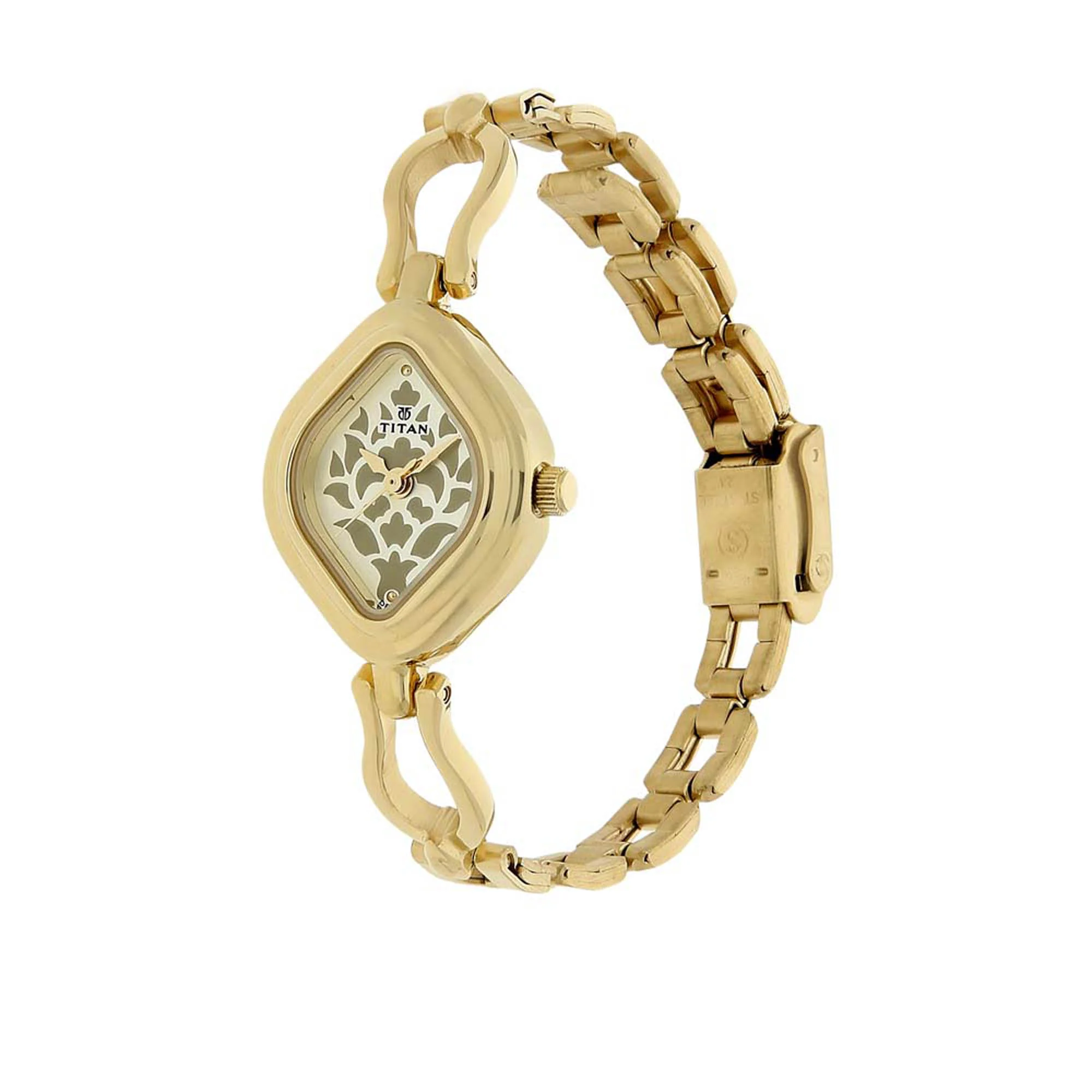 Titan Quartz Analog Champagne Dial Stainless Steel Strap Watch for Women - Image 2