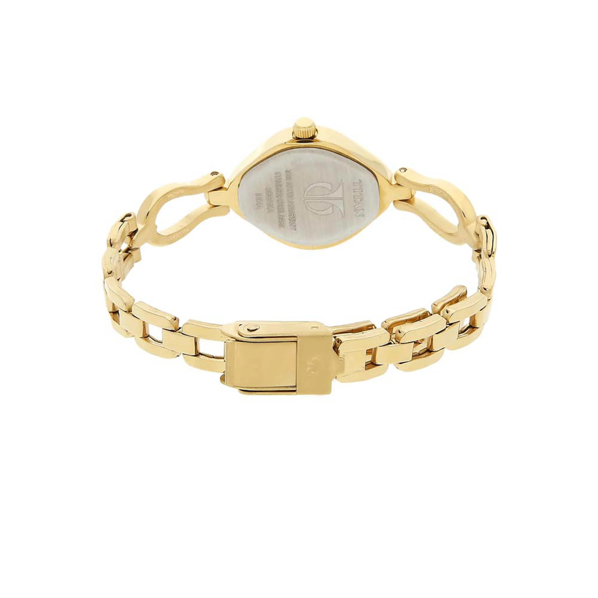 Titan Quartz Analog Champagne Dial Stainless Steel Strap Watch for Women - Image 4