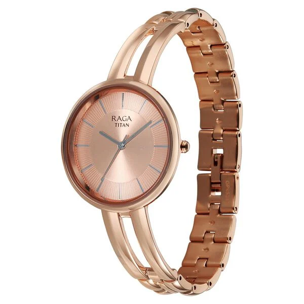 Titan Champagne Dial Rose Gold Metal Strap Analog Watch for Women - Image 3