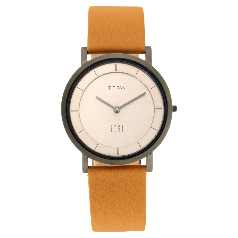 Titan Edge Beige Dial Analog Leather Strap watch for Men - Image 3