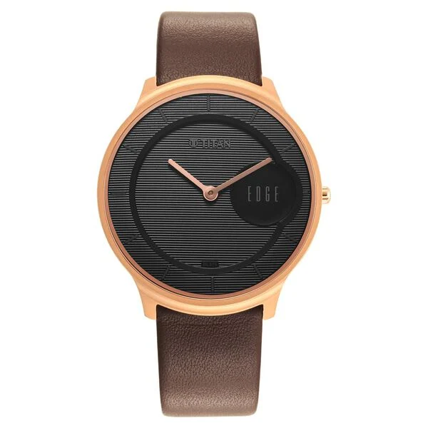 Titan Edge Black Dial Brown Leather Strap Analog Watch for Men - Image 2