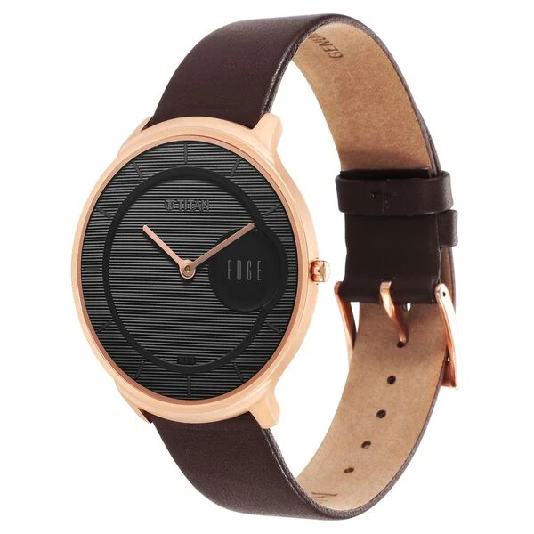 Titan Edge Black Dial Brown Leather Strap Analog Watch for Men - Image 3