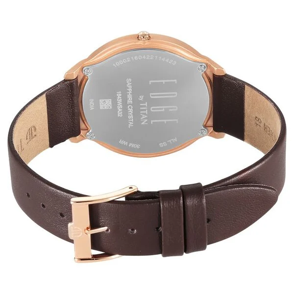 Titan Edge Black Dial Brown Leather Strap Analog Watch for Men - Image 5