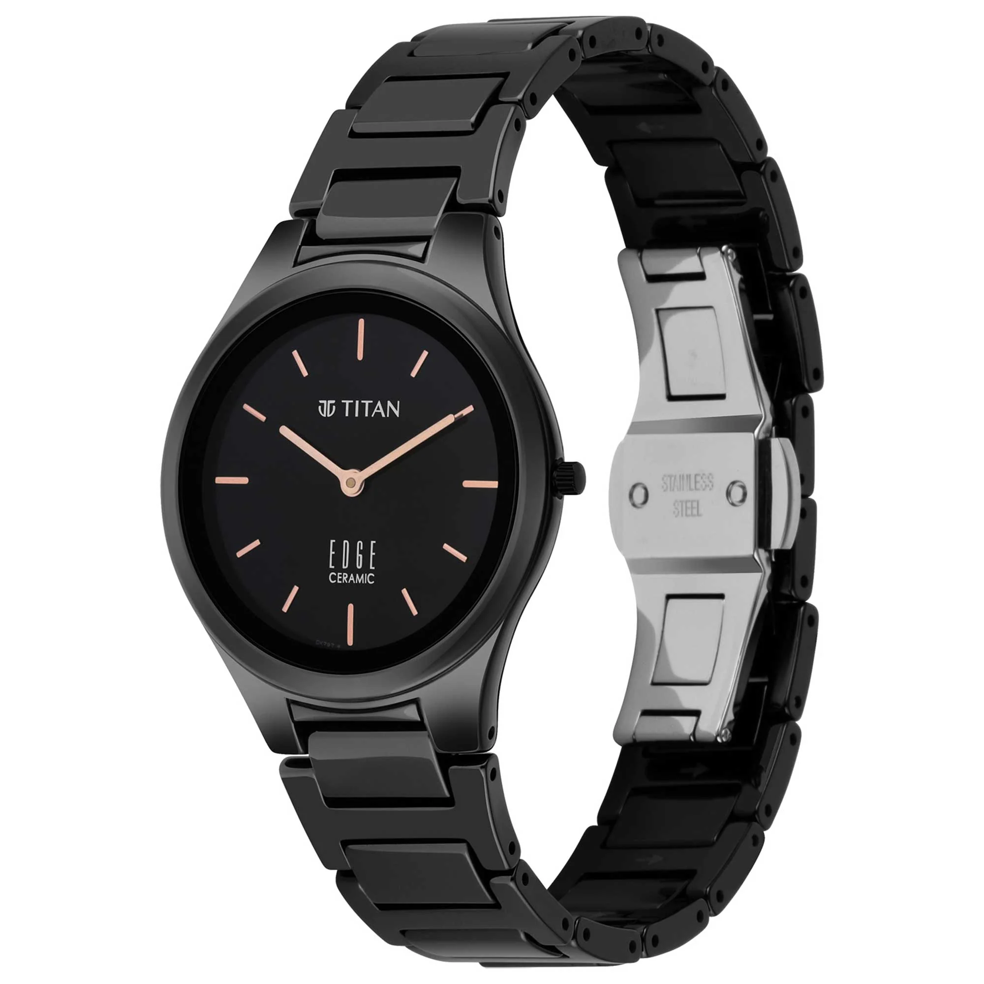 Titan Edge Ceramic Black Dial Analog Ceramic Strap watch for Women - Image 3