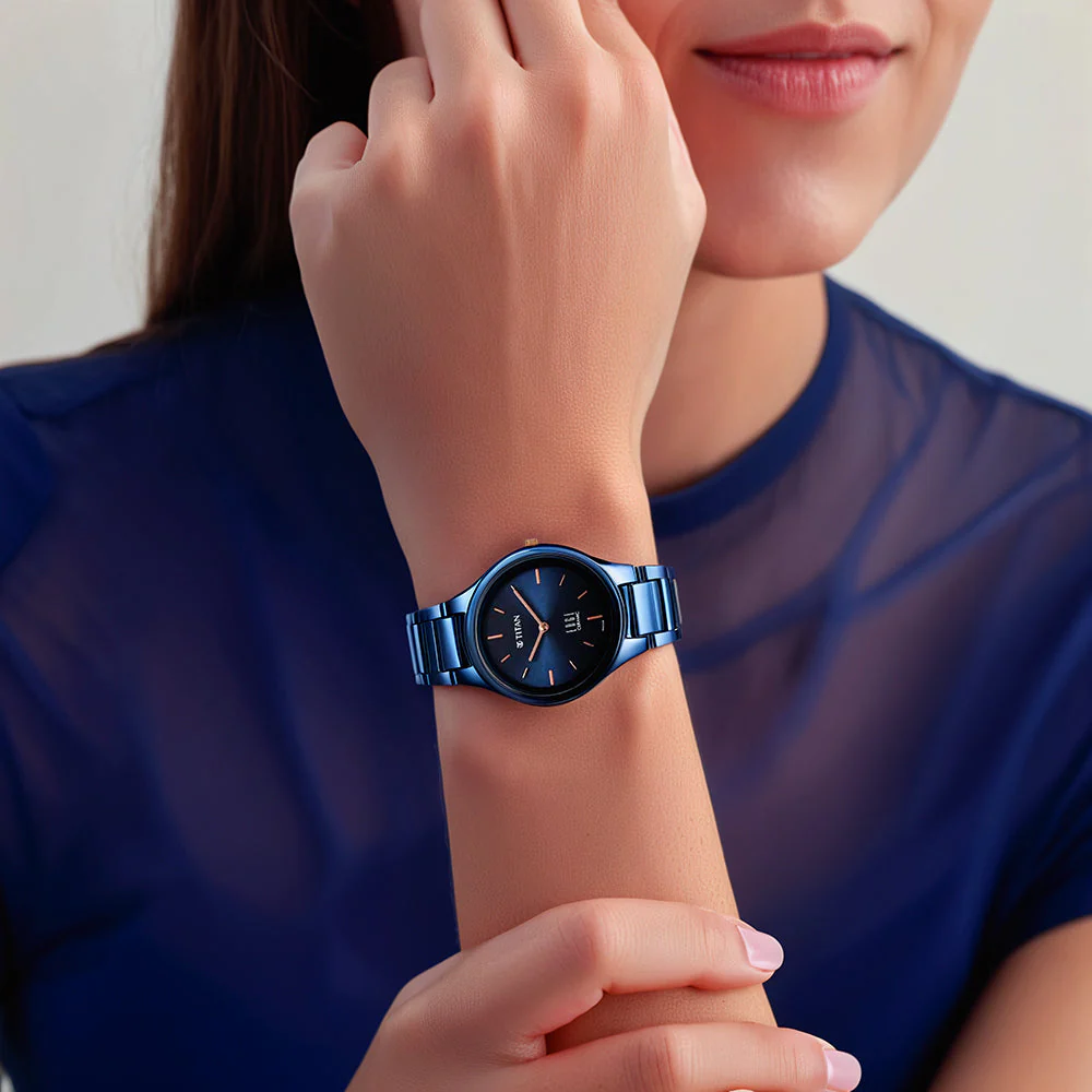 Titan Edge Ceramic Blue Dial Analog Ceramic Strap watch for Women - Image 7