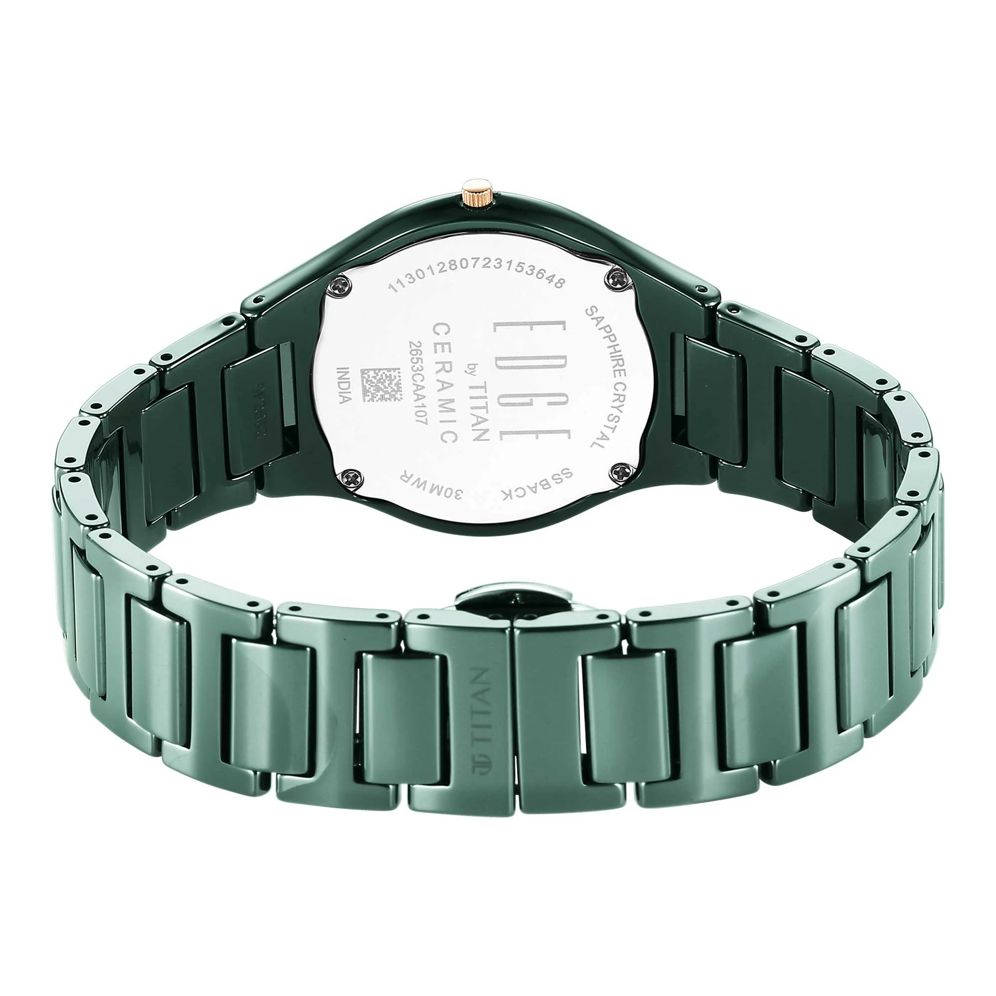 Titan Edge Ceramic Quartz Analog Green Dial Ceramic Strap Watch for Women - Image 5
