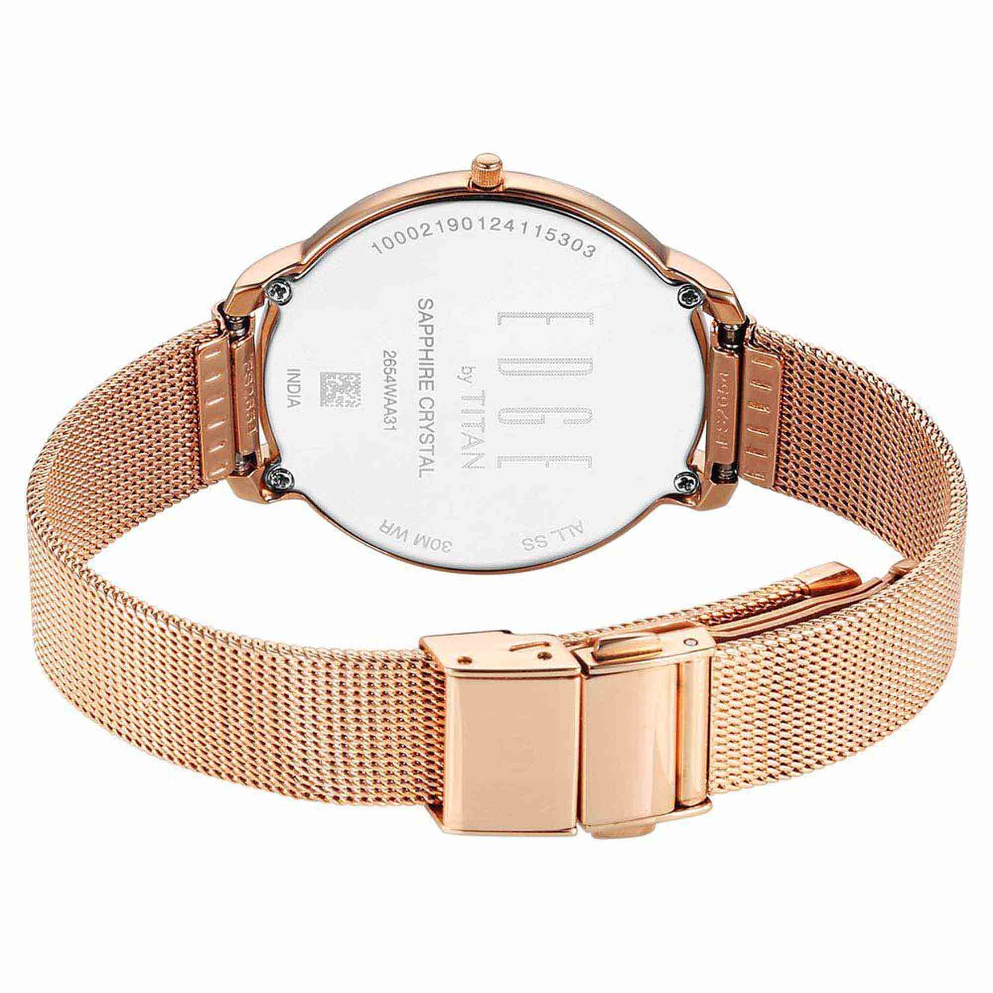 Titan Edge Metal Ladies Allure Quartz Analog Mother Of Pearl Round Dial Rose Gold Stainless Steel Strap Watch For Women - Image 5