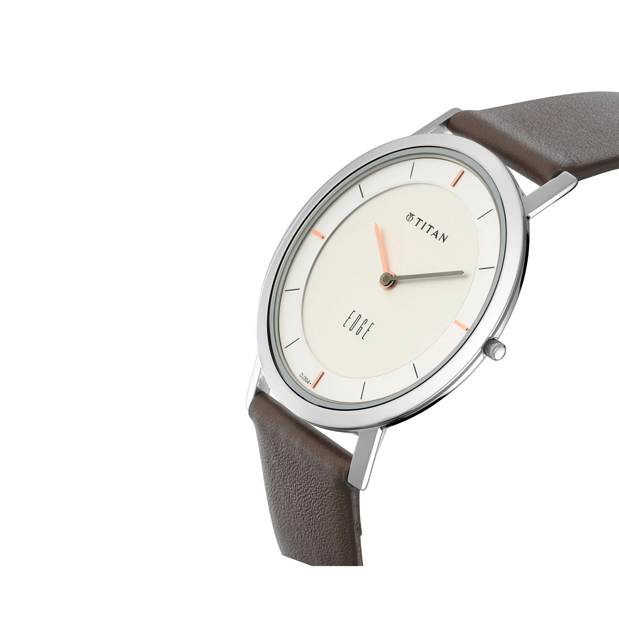 Titan Edge Silver Dial Analog Stainless Steel Leather Strap Watch for Men - Image 3