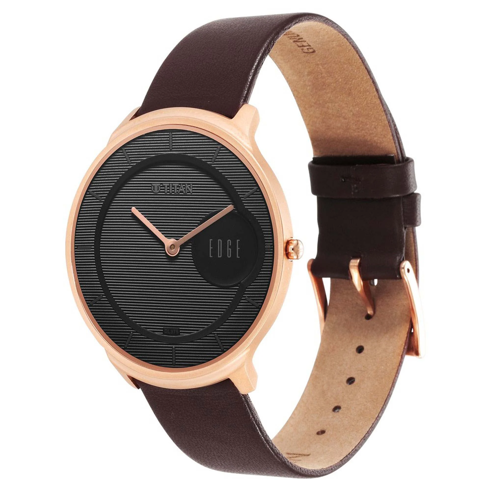 Titan Edge Slim Leather Strap Black Dial Analog Watch for Women - Image 3