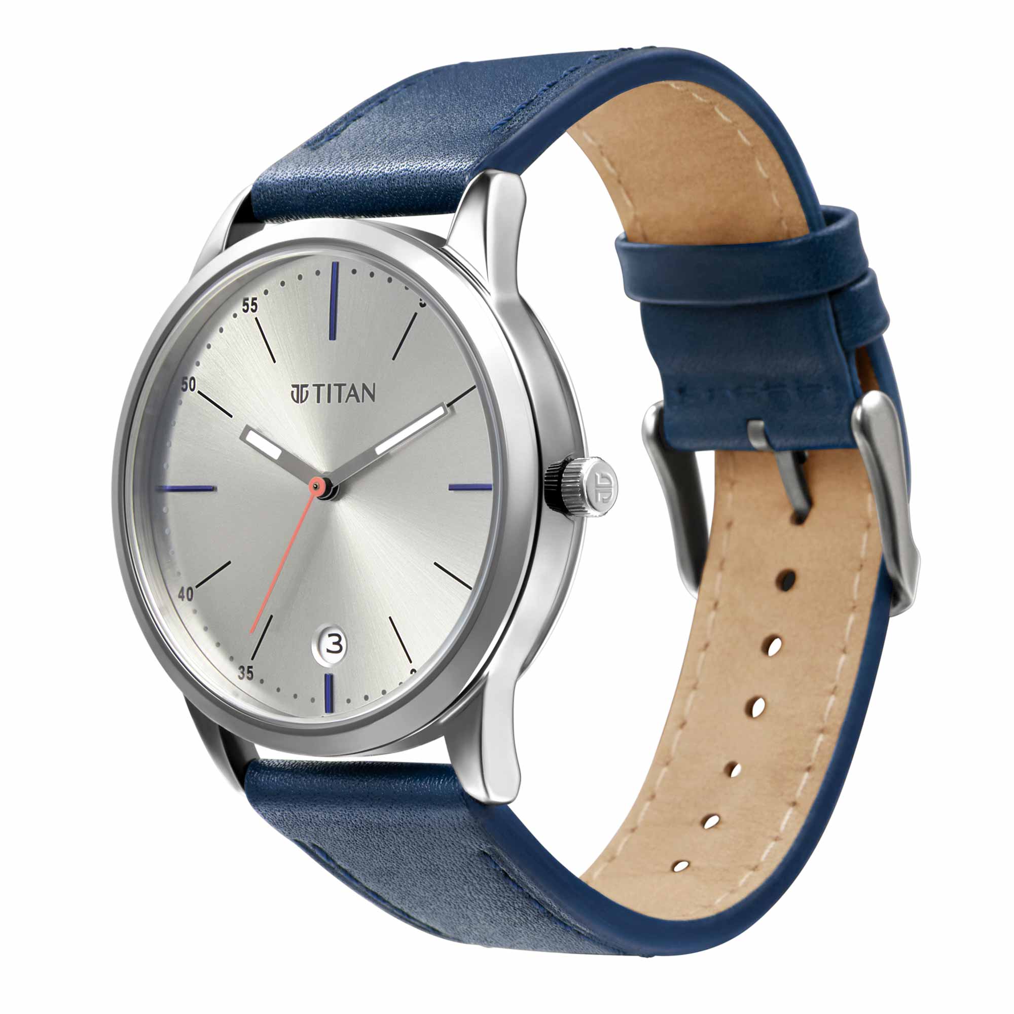 Titan Elmnt Blue Dial Analog Leather Strap watch for Men - Image 2
