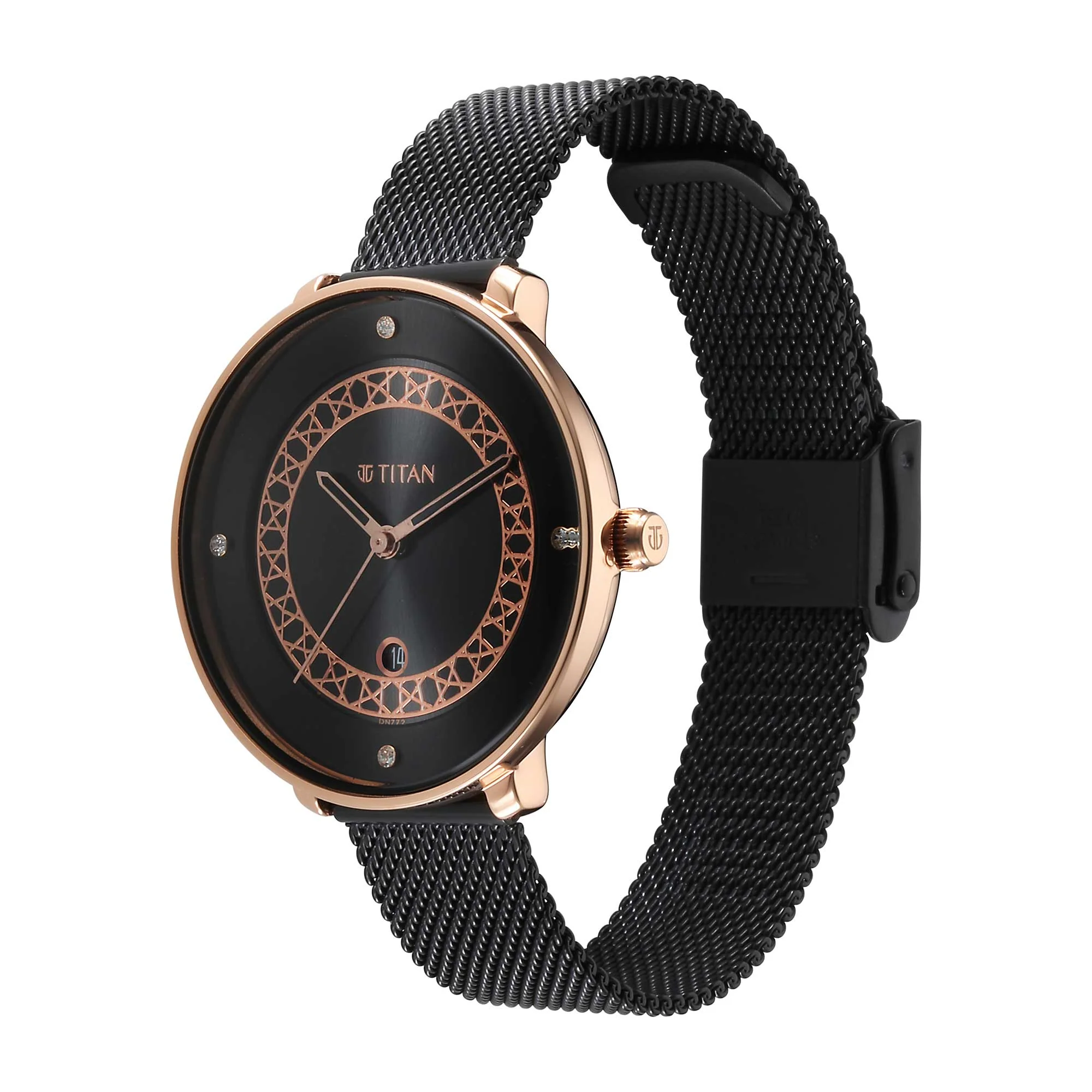 Titan Marhaba Black Dial Analog Stainless Steel Strap watch for Women - Image 3