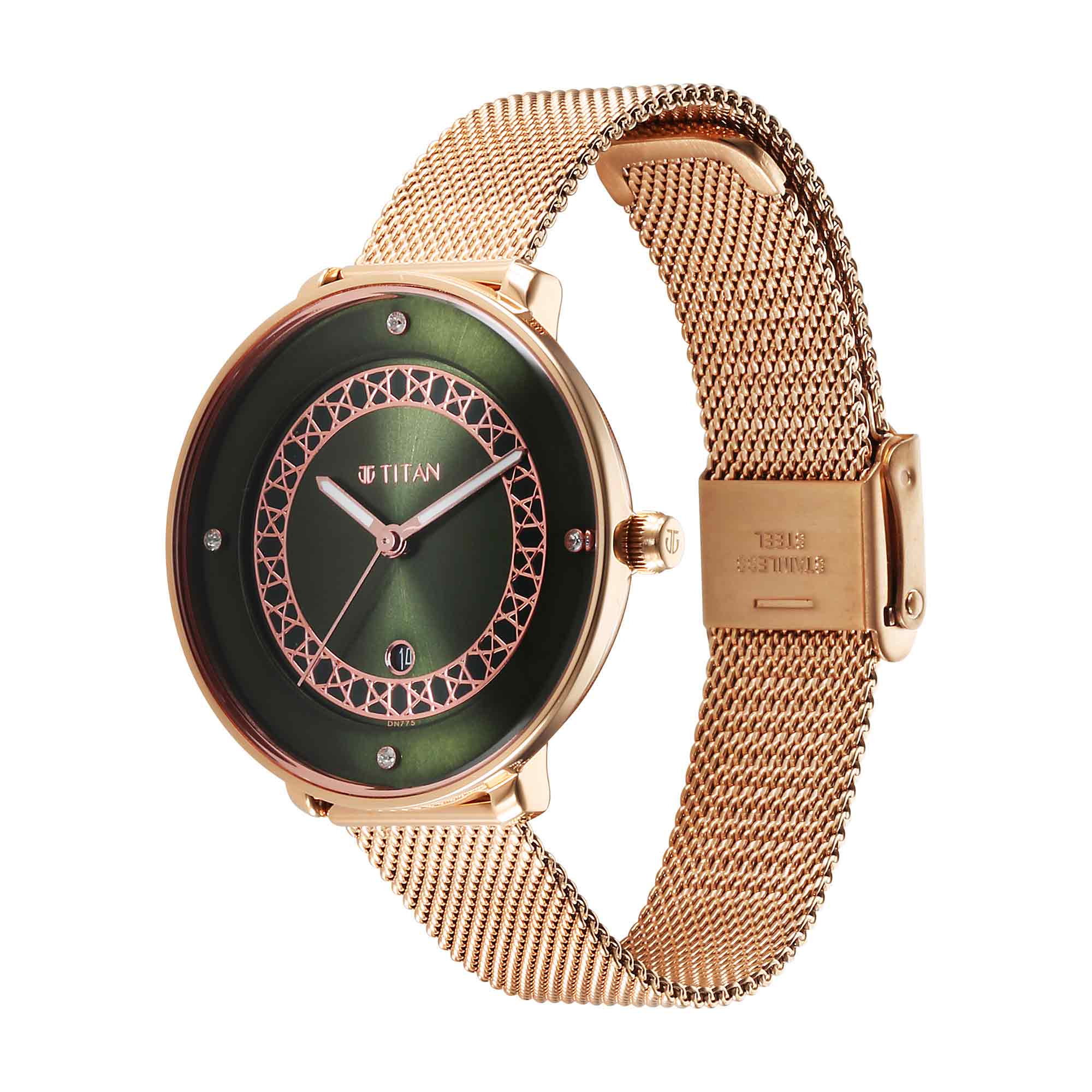 Titan Marhaba Green Dial Analog Stainless Steel Strap watch for Women - Image 3