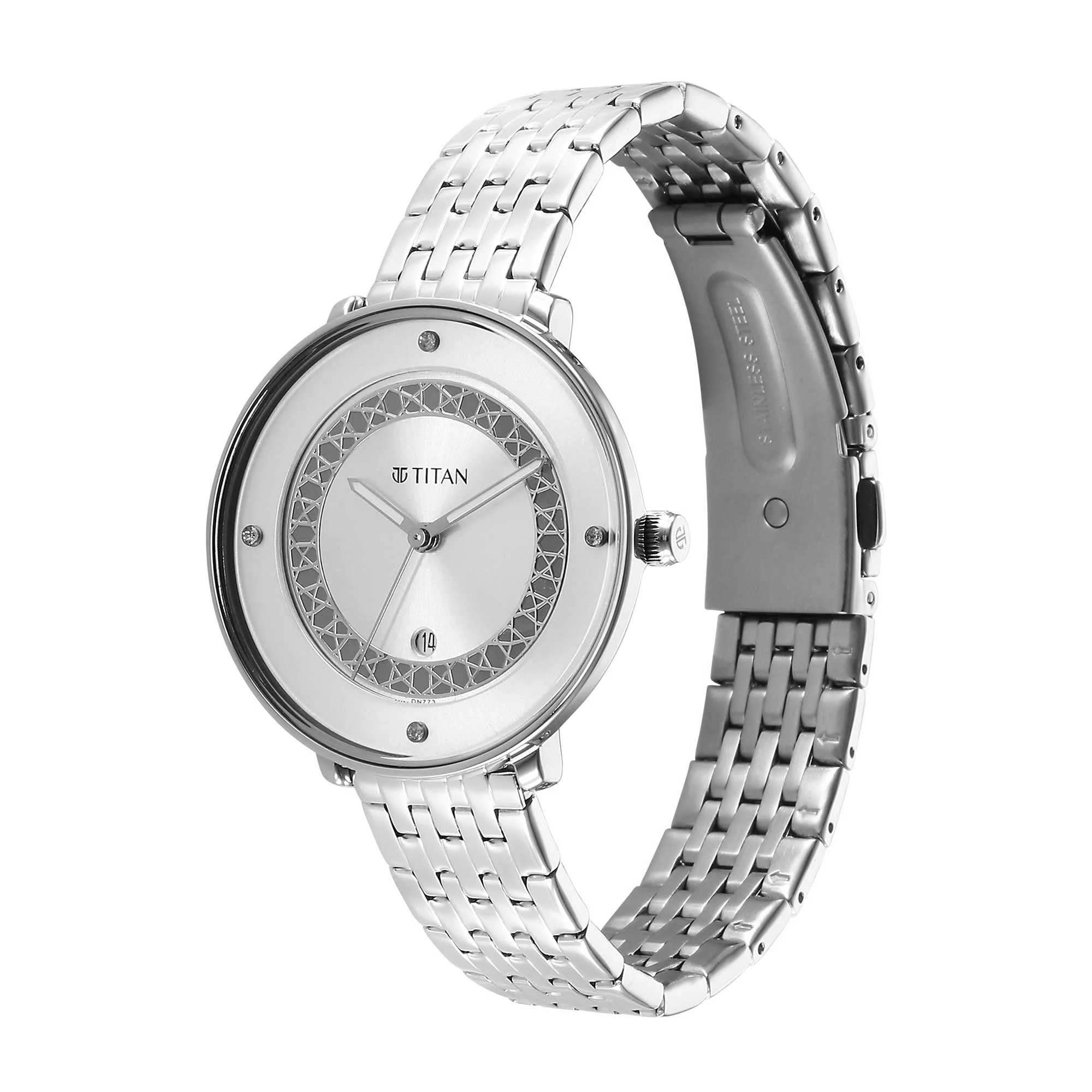 Titan Marhaba Silver white Dial Analog Stainless Steel Strap watch for Women - Image 3