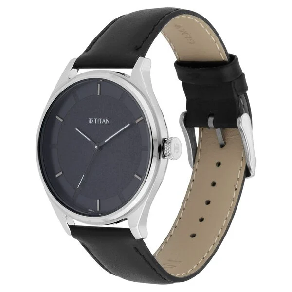 Titan Men's Minimalist Zen Watch: Sleek Leather Strap with Contrast Hands - Image 3