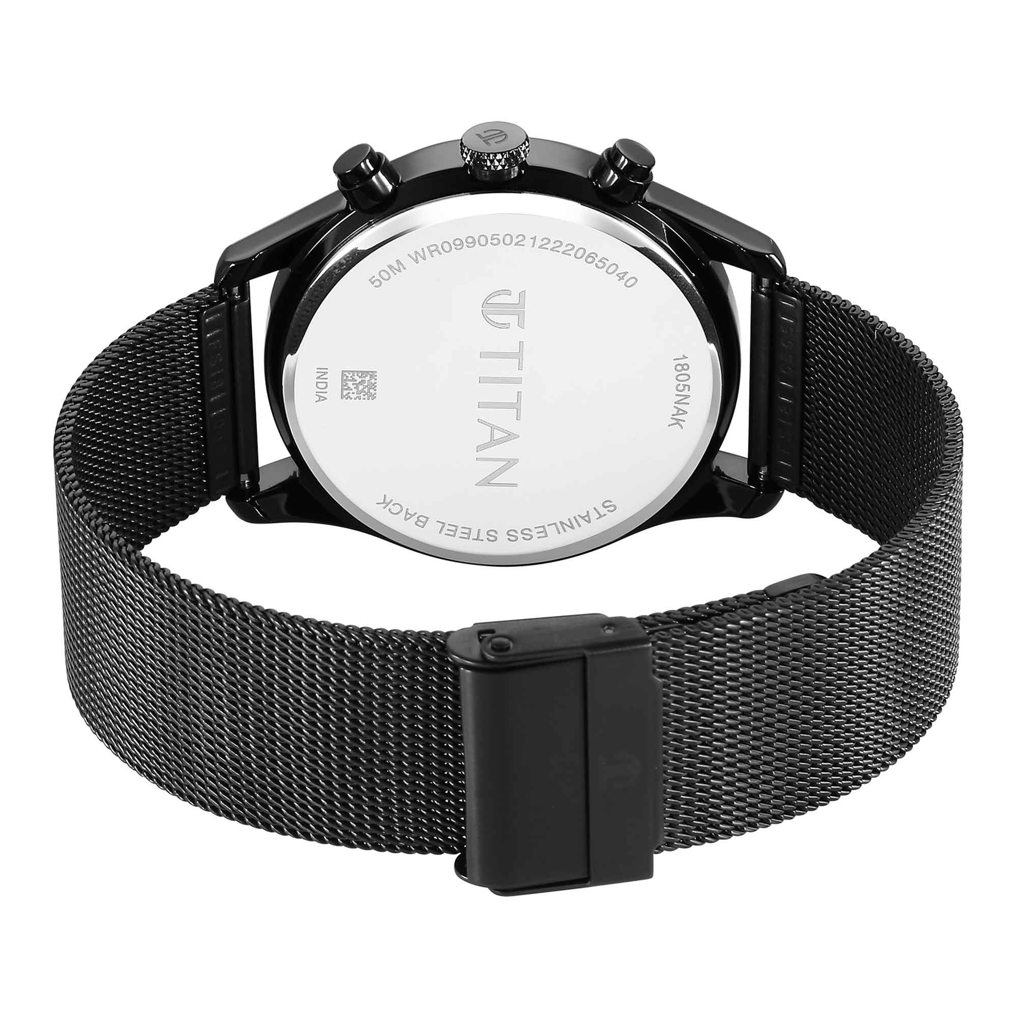 Titan Neo Black & Gold Quartz Analog with Day and Date Black Dial Stainless Steel Strap Watch for Men - Image 5
