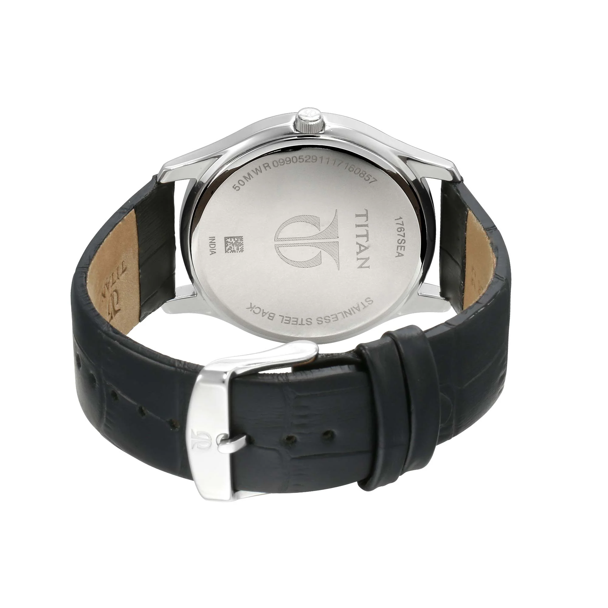 Titan Workwear Blue Dial Analog with Day and Date Leather Strap watch for Men - Image 4