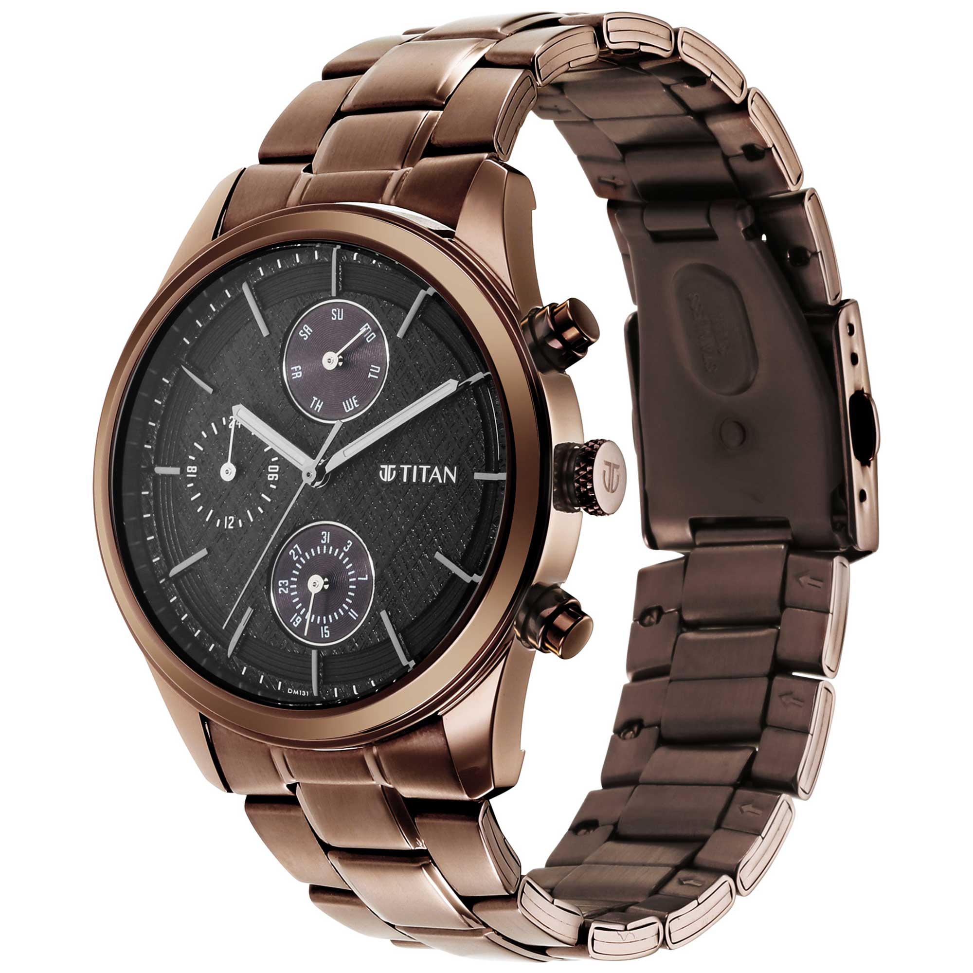 Titan Neo Splash Black Dial Analog with Date Stainless Steel Strap Watch for Men - Image 4
