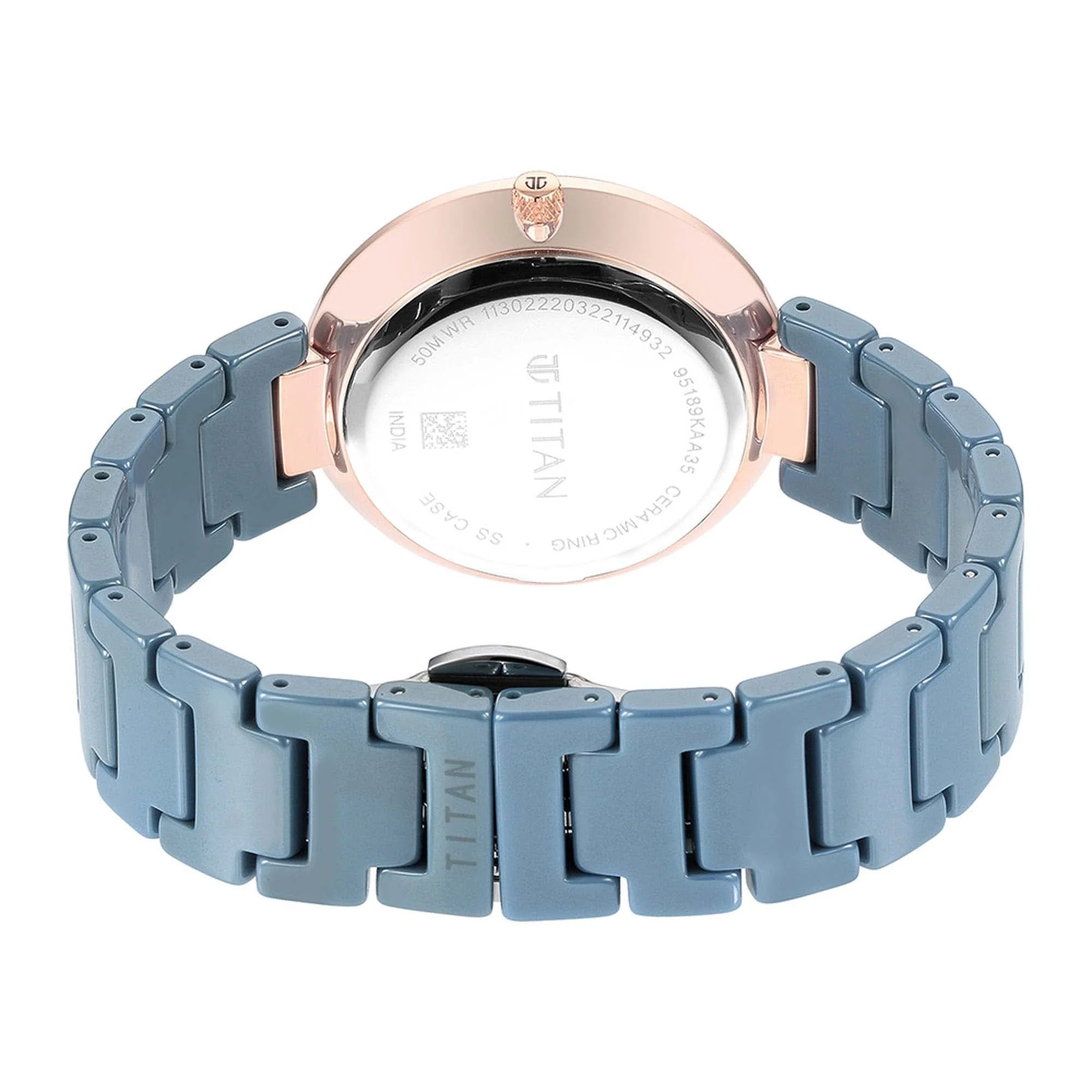 Titan Purple Ceramics Blue Dial Analog Ceramic Strap Watch for Women - Image 3