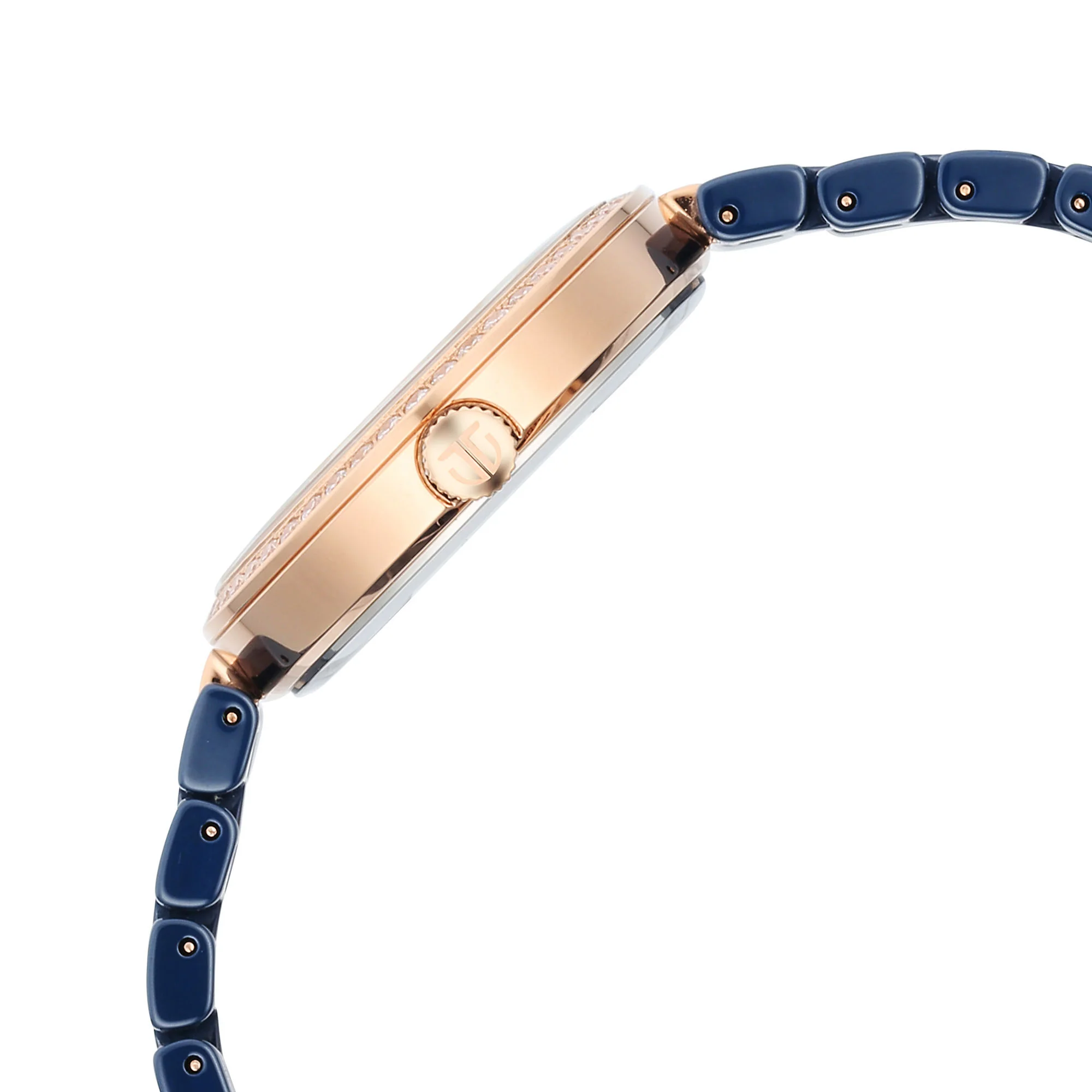 Titan Purple Ceramics Quartz Analog Mother of Pearl Dial Blue Ceramic Strap Watch For Women - Image 4