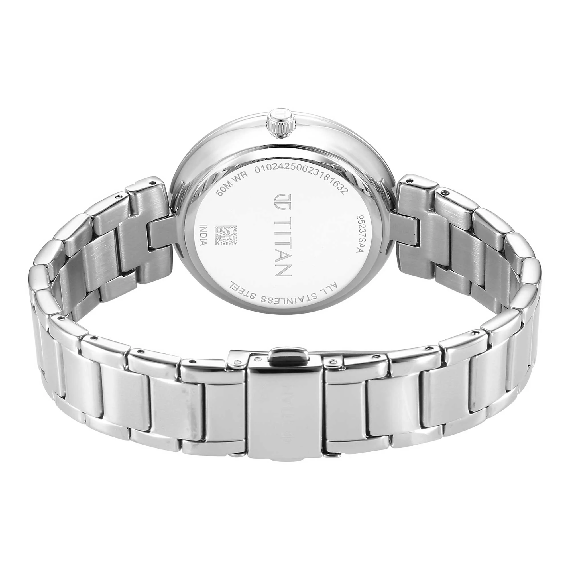 Titan Purple Style Up Quartz Analog Mother Of Pearl Dial Stainless Steel Strap Watch for Women - Image 5