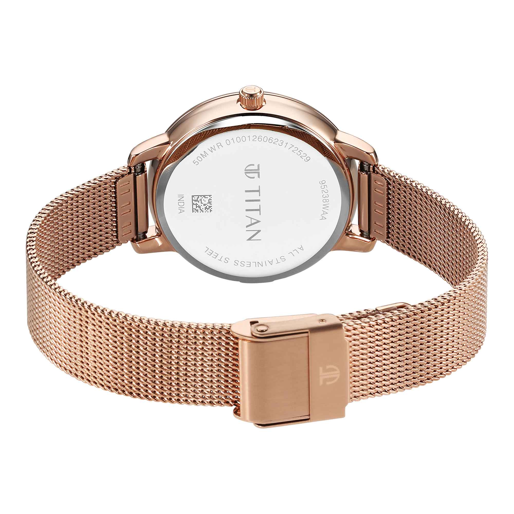 Titan Purple Style Up Quartz Analog Mother Of Pearl Dial Stainless Steel Strap Watch for Women - Image 5