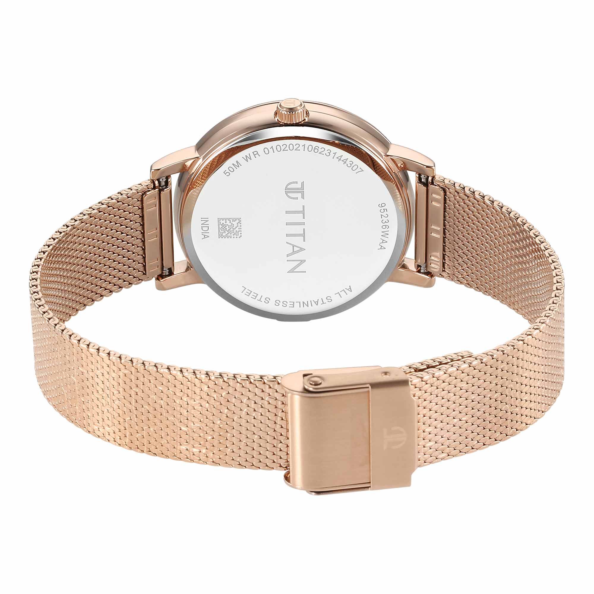 Titan Purple Style Up Quartz Analog Pink Dial Stainless Steel Strap Watch for Women - Image 5