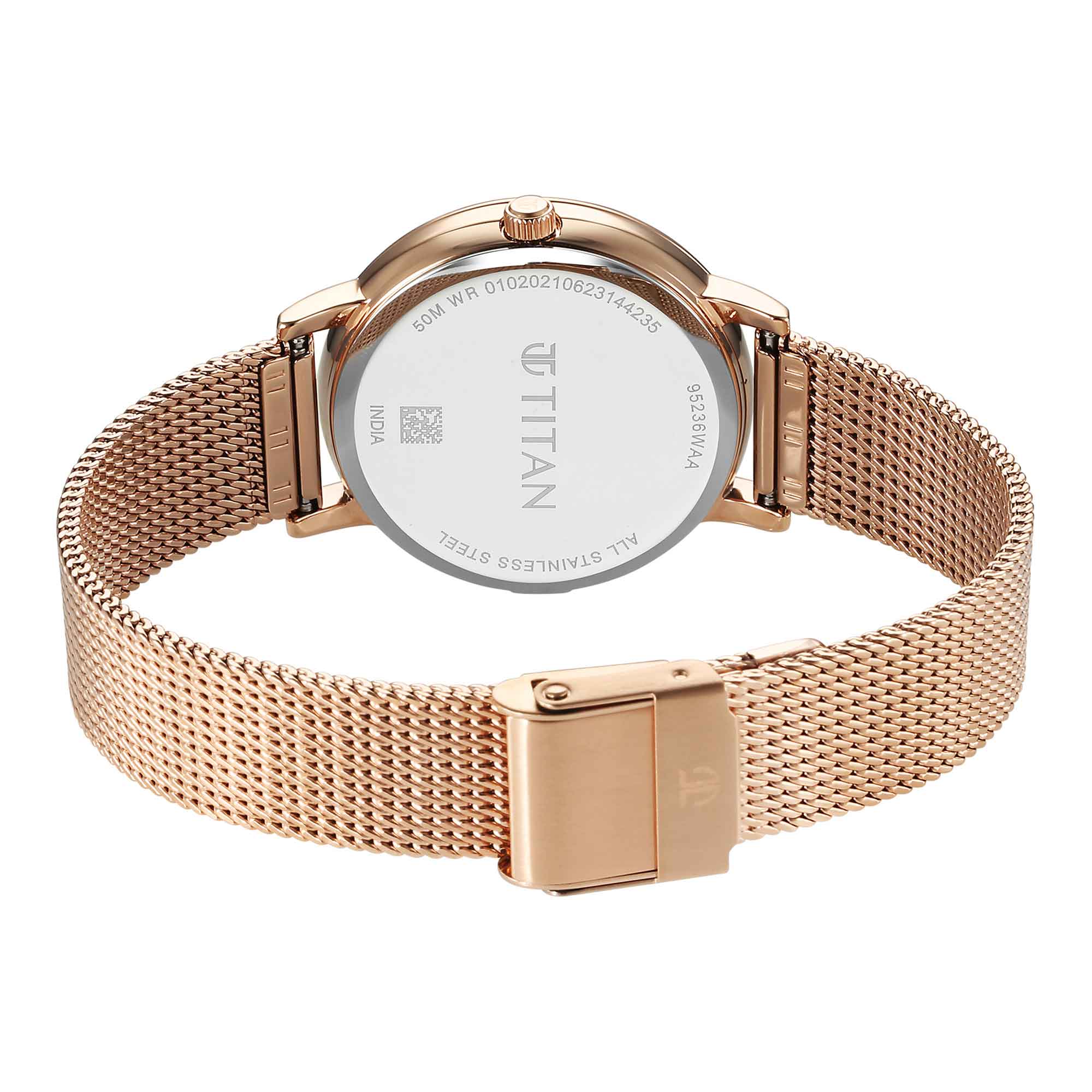 Titan Purple Style Up Quartz Analog Pink Dial Stainless Steel Strap Watch for Women - Image 5