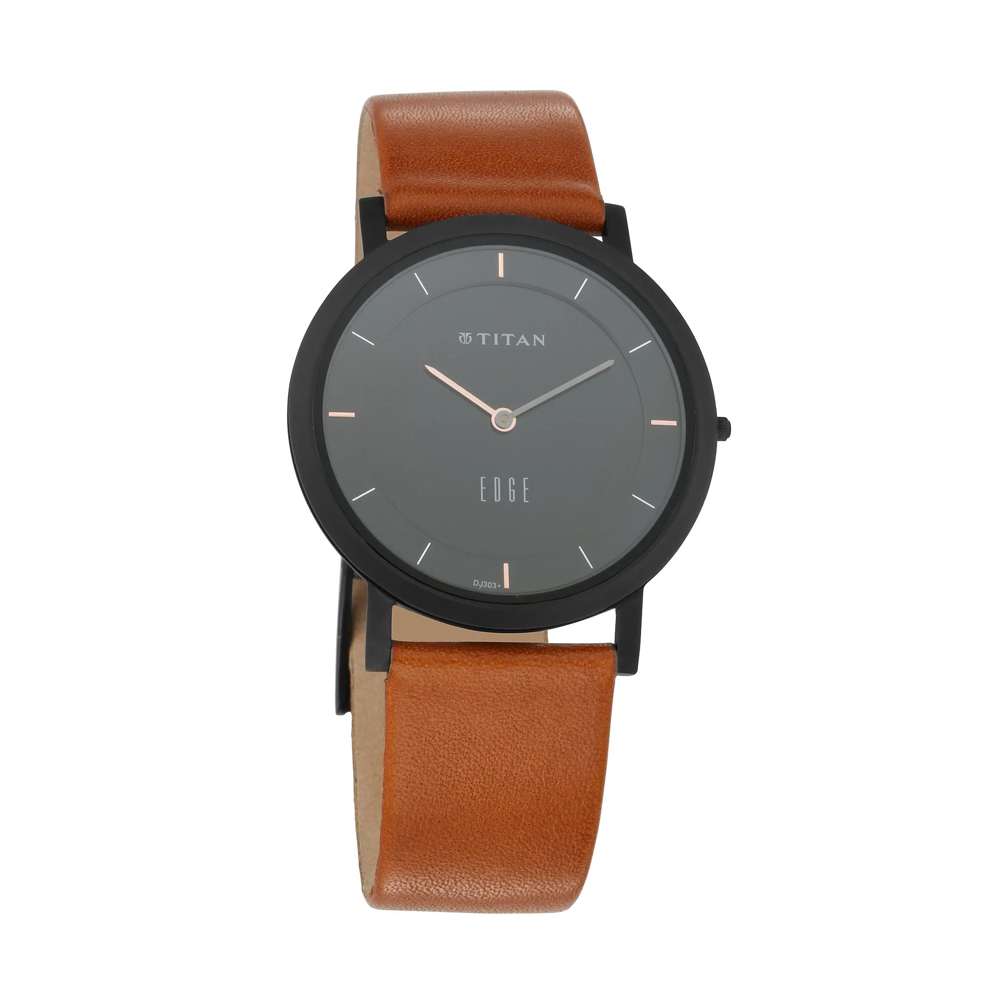 Titan Quartz Analog Black Dial Leather Strap Watch for Men - Image 3