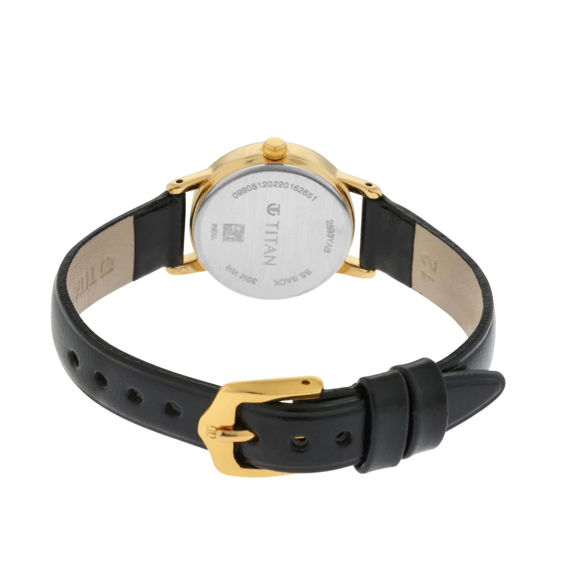 Titan Quartz Analog Black Dial Leather Strap Watch for Women - Image 5