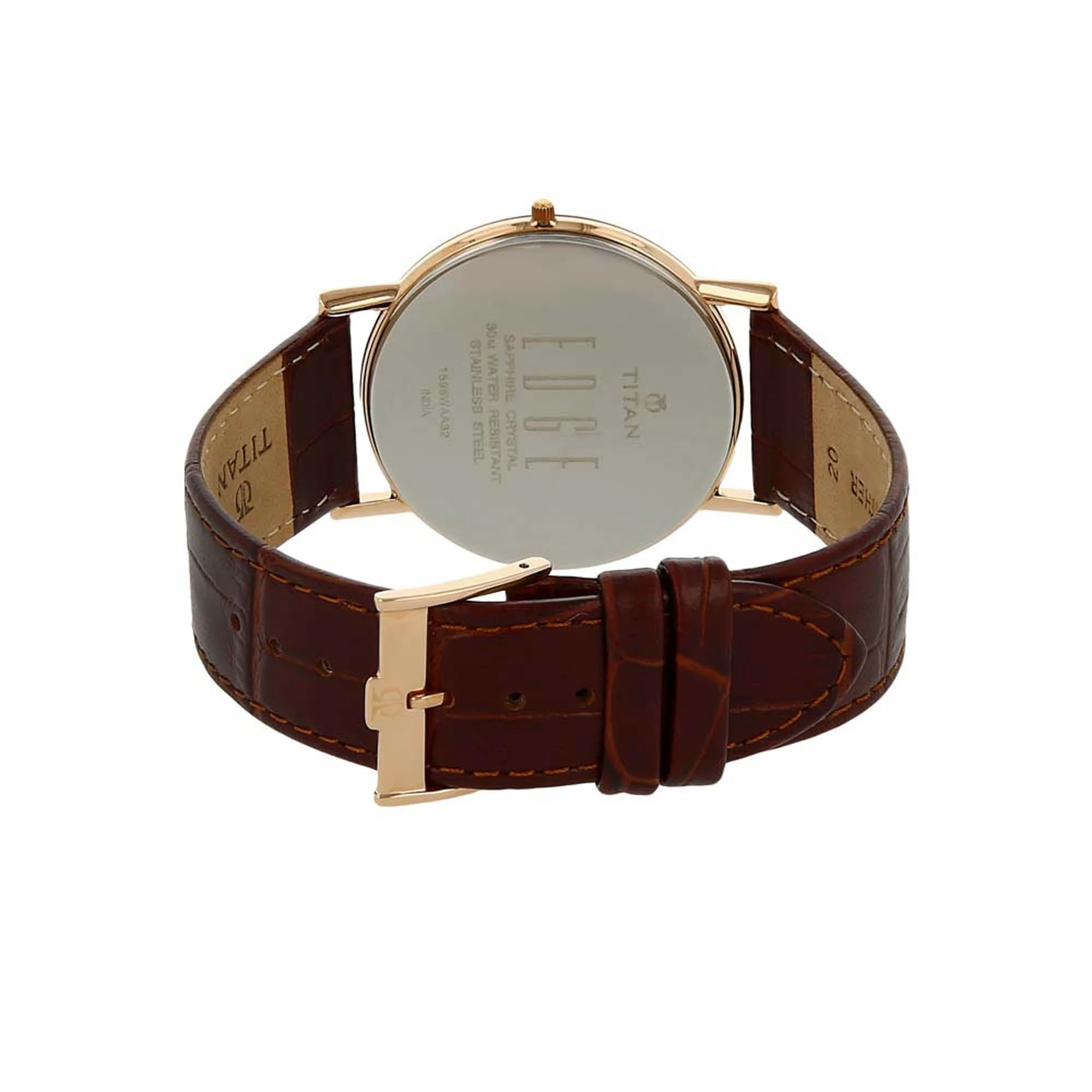 Titan Quartz Analog Brown Dial Leather Strap Watch for Men - Image 4