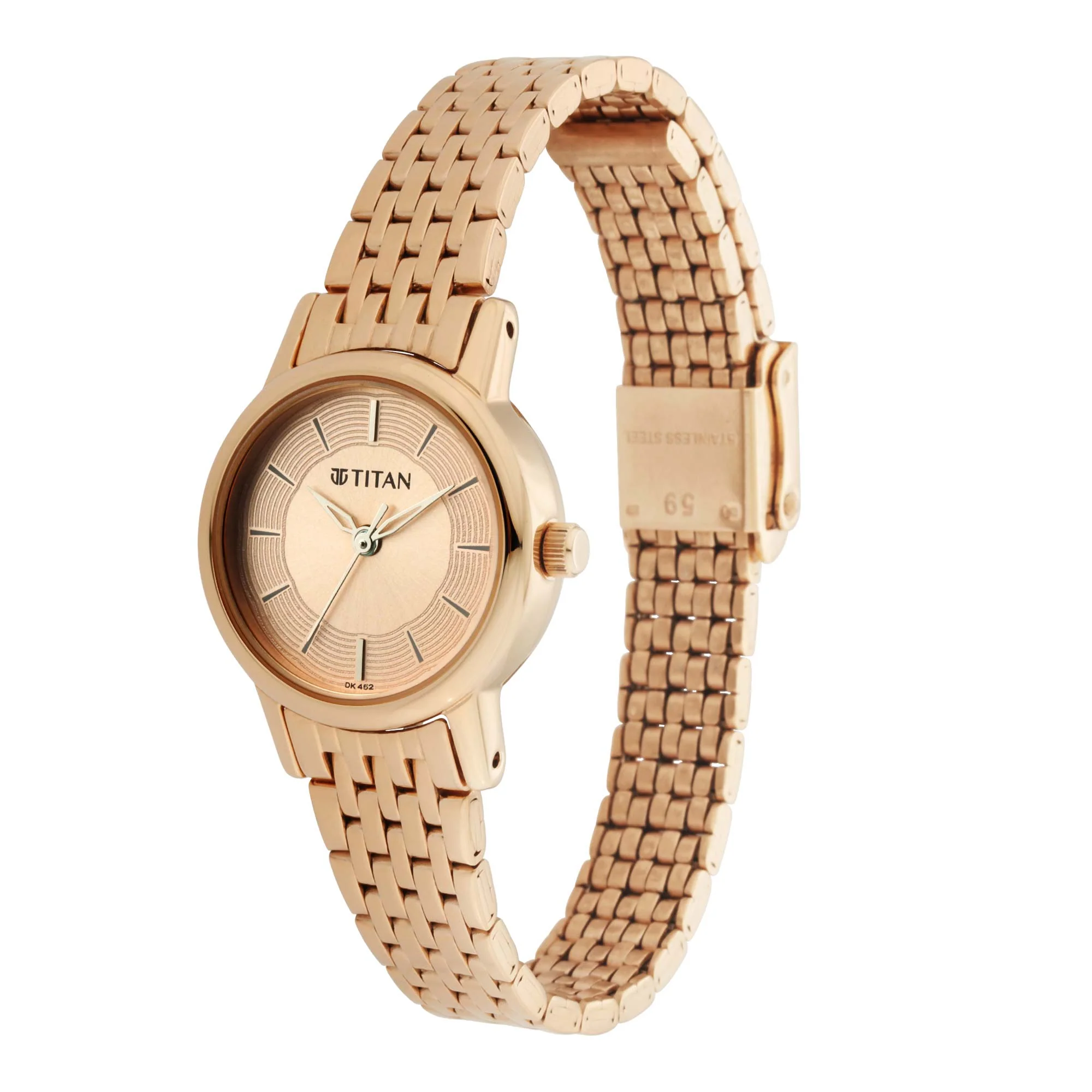 Titan Quartz Analog Rose Gold Dial Metal Strap Watch for Women - Image 3