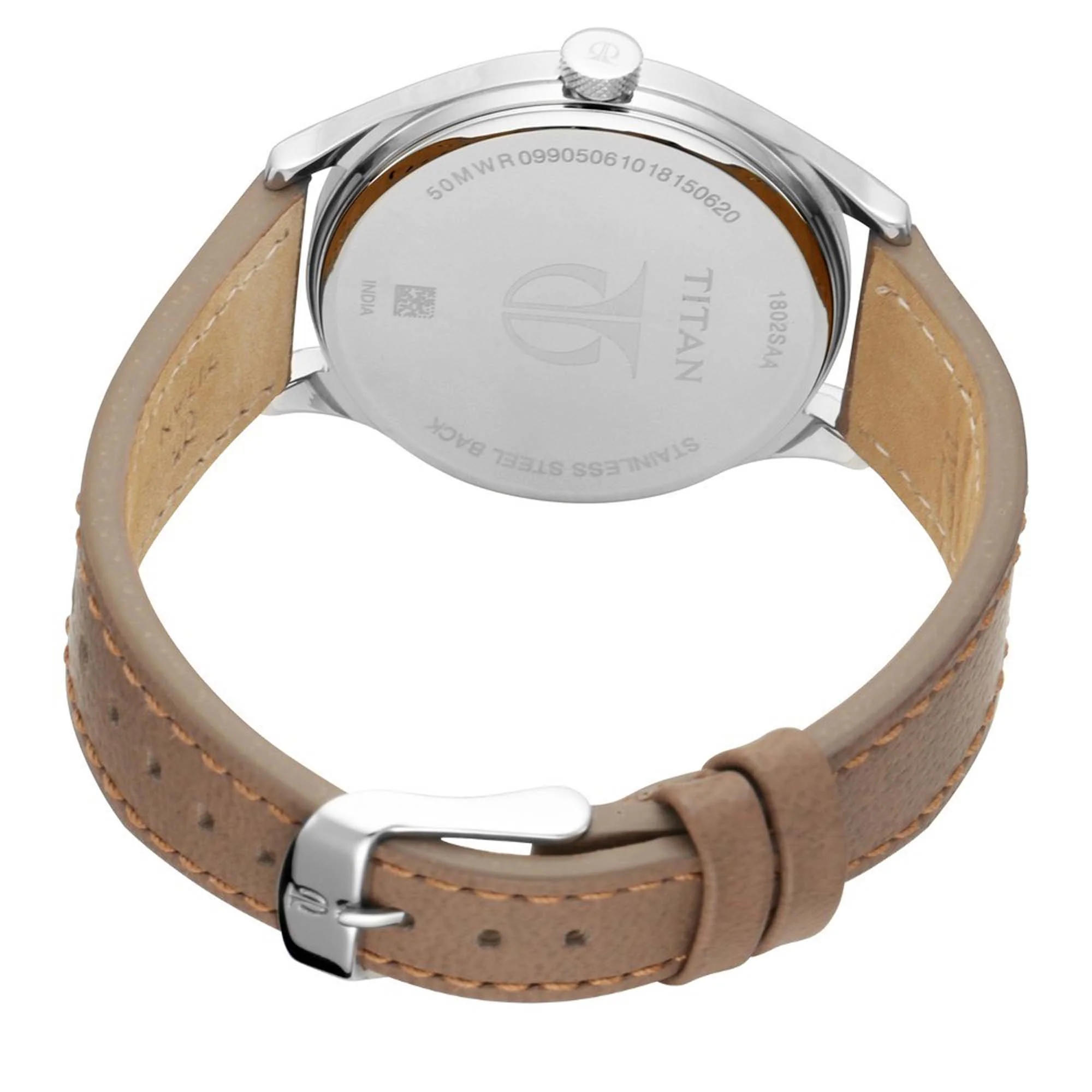 Workwear Watch with Silver Dial & Tan Leather Strap - Image 4