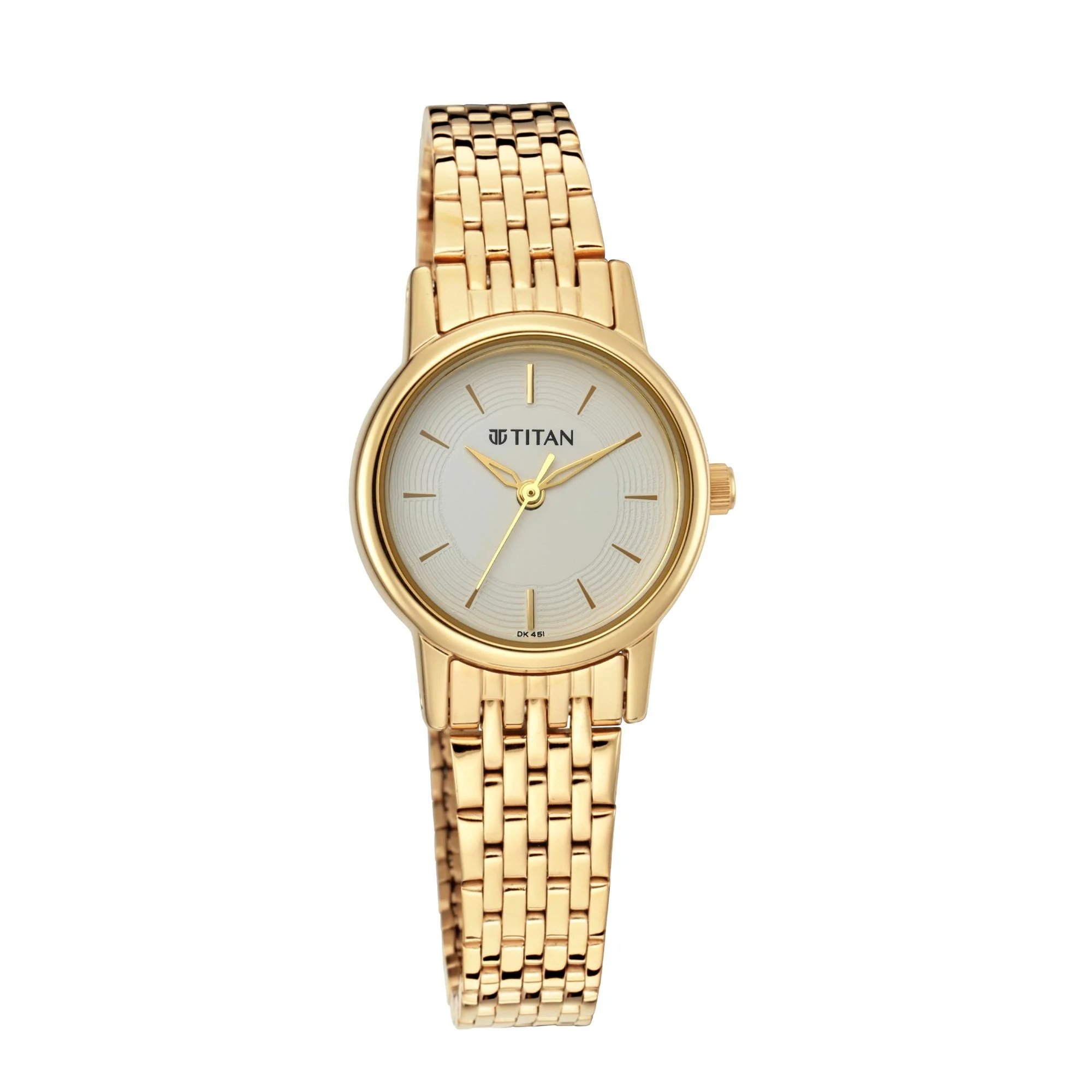 Titan Quartz Analog White Dial Golden Metal Strap Watch For Women - Image 2