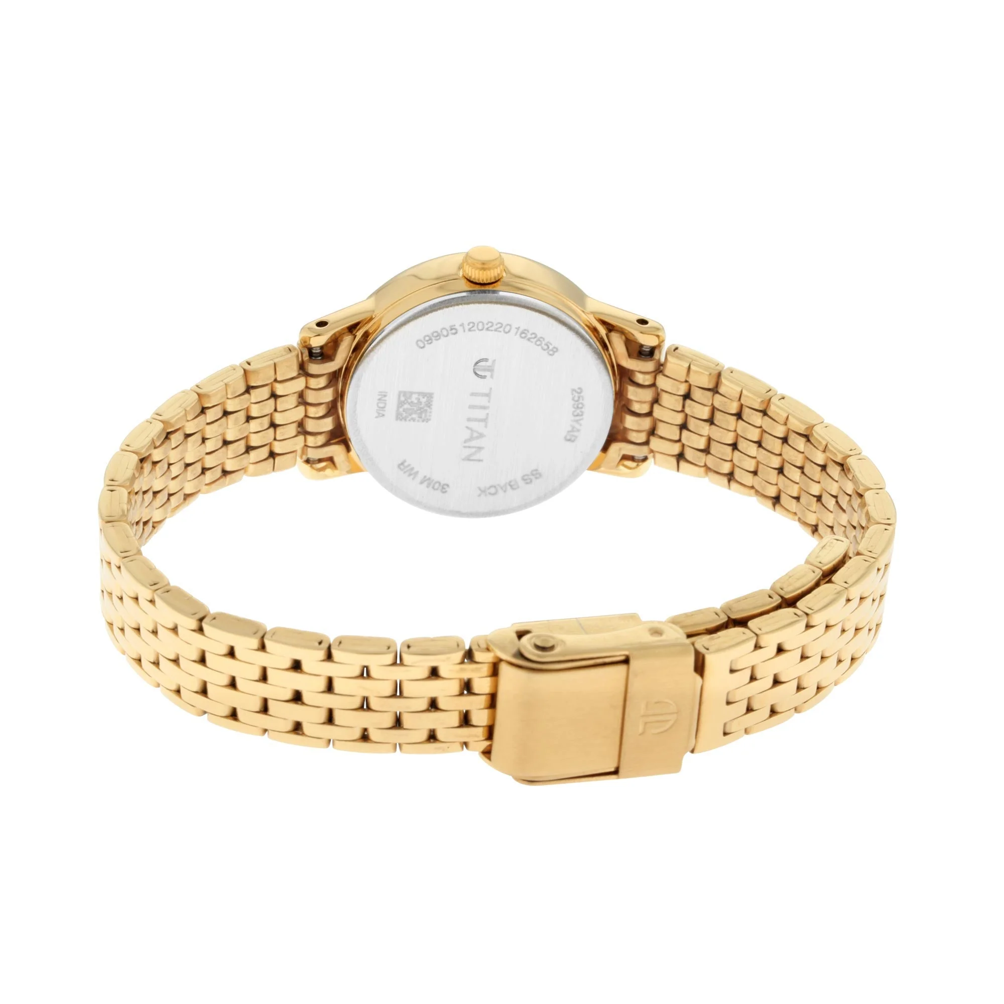 Titan Quartz Analog White Dial Golden Metal Strap Watch For Women - Image 5