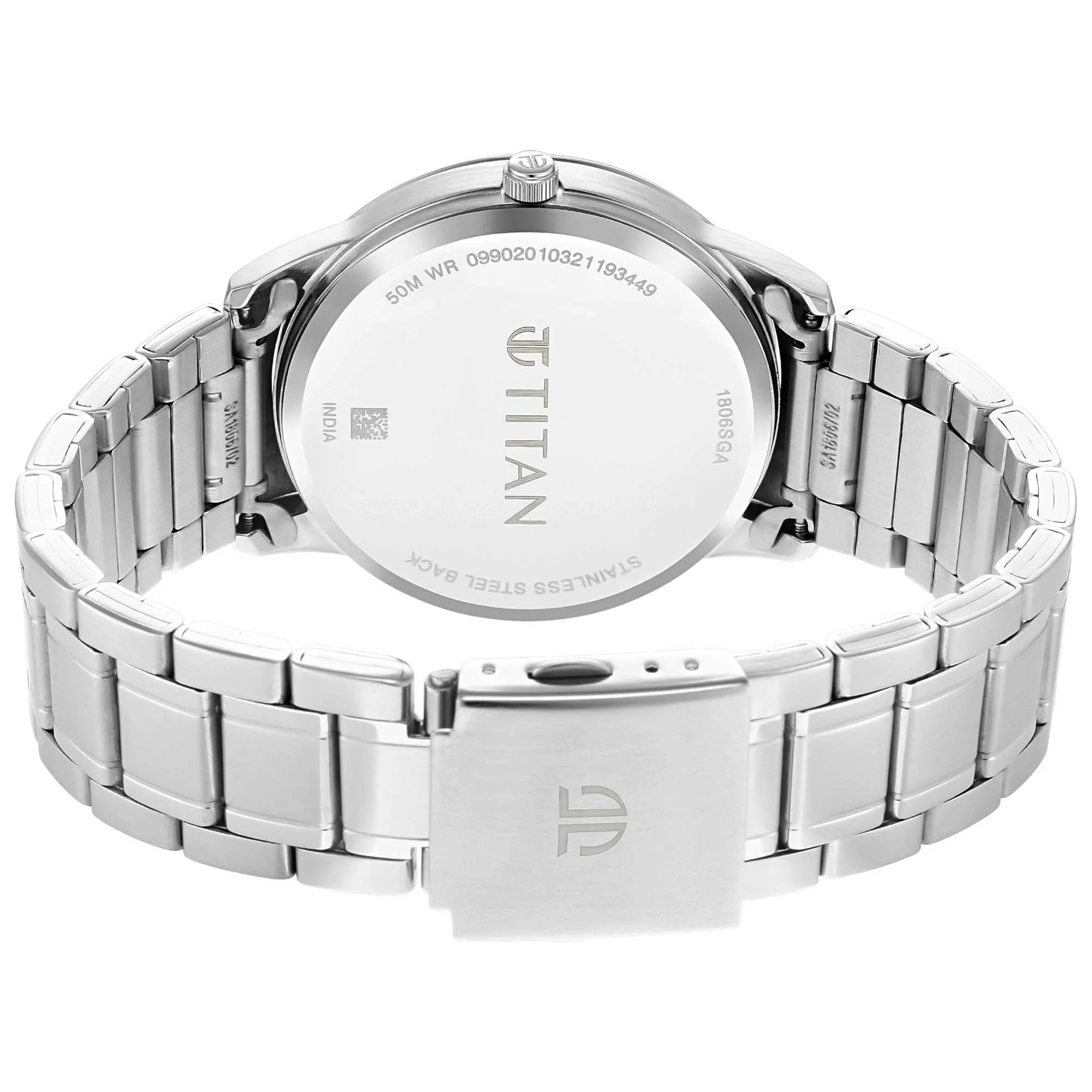 Titan Quartz Analog with Date Black Dial Metal Strap Watch for Men - Image 4