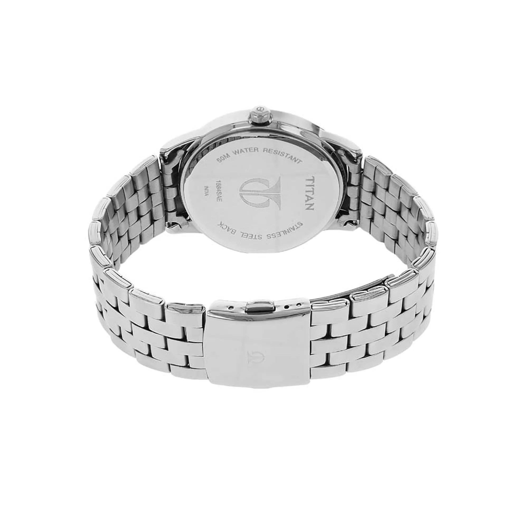 Titan Quartz Analog with Date Black Dial Stainless Steel Strap Watch for Men - Image 4