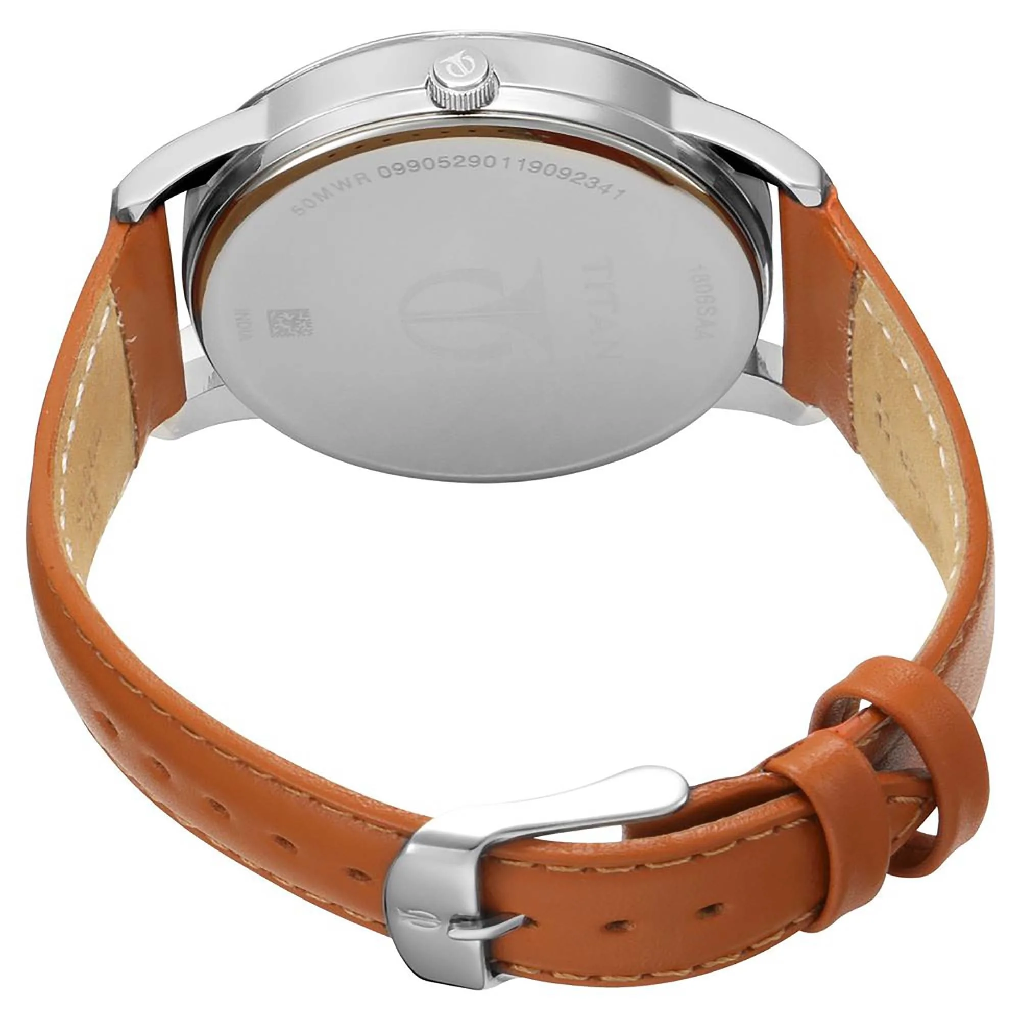 Titan Quartz Analog with Date Silver Dial Leather Strap Watch for Men - Image 4