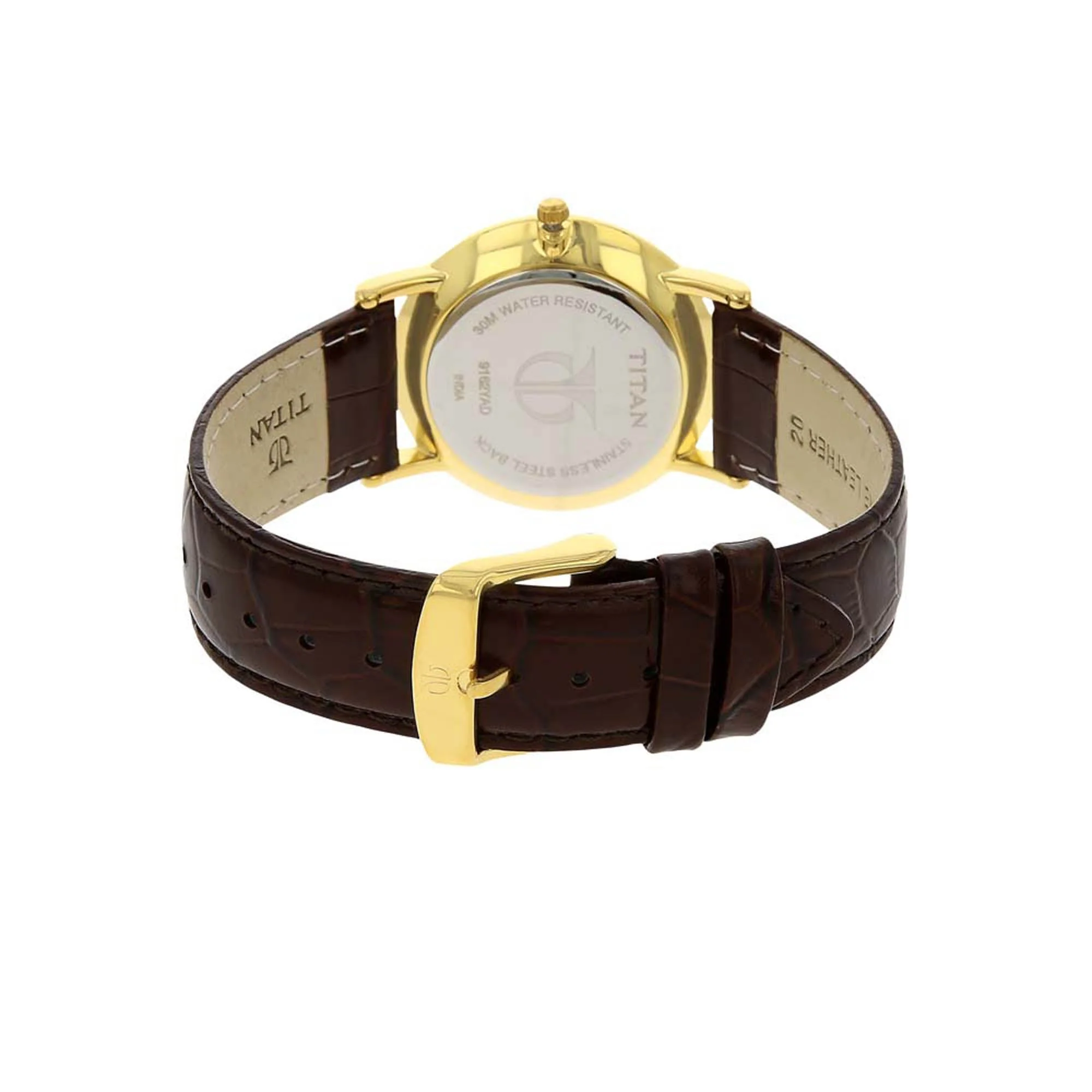 Titan Quartz Analog with Date White Dial Leather Strap Watch for Men - Image 5