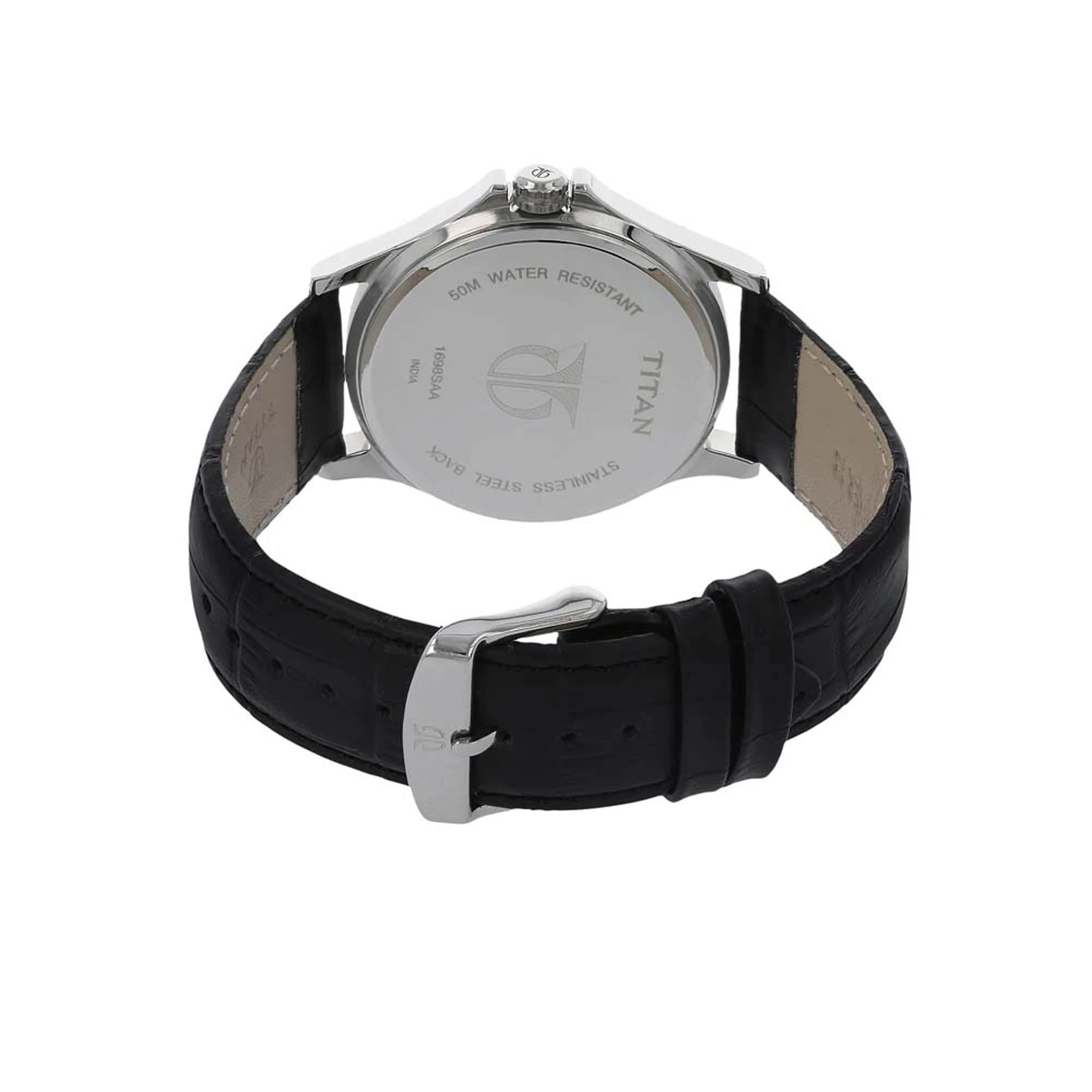 Titan Quartz Multifunction Anthracite Dial Leather Strap watch for Men - Image 4