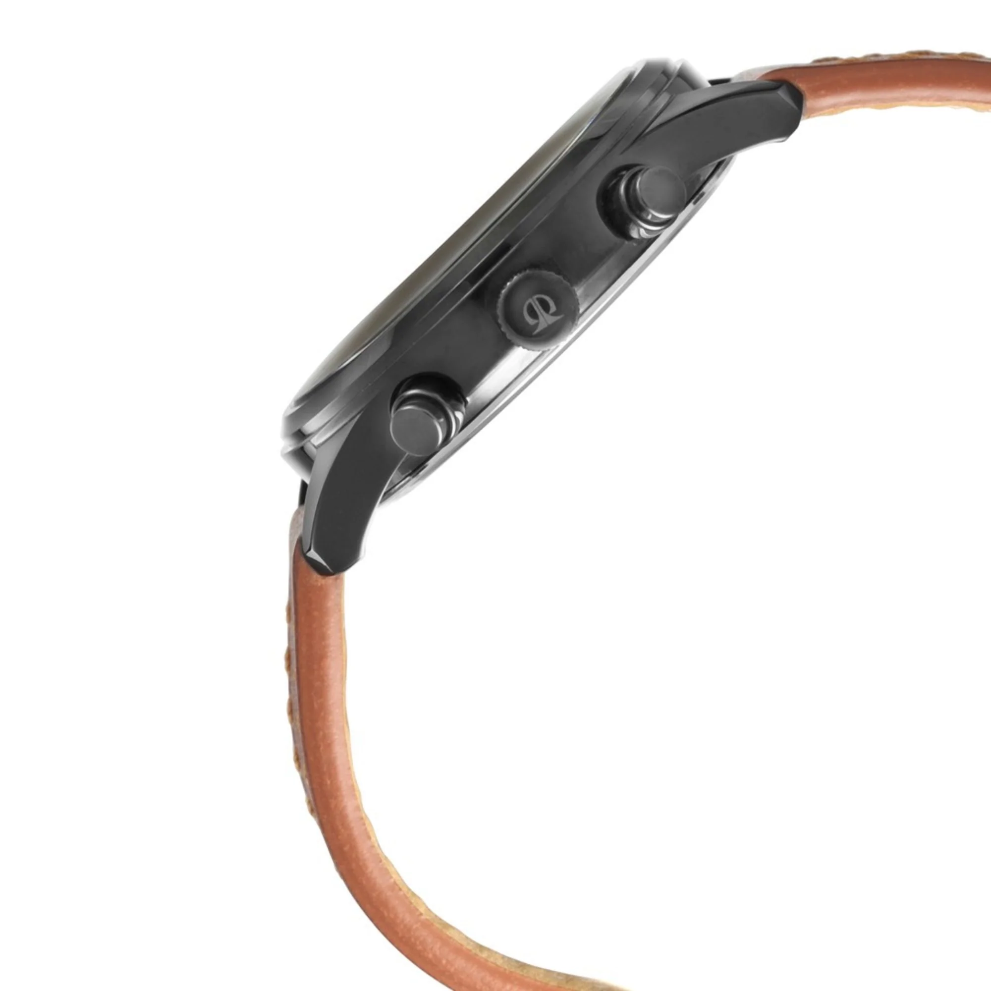 Workwear Watch with Black Dial & Brown Leather Strap - Image 3